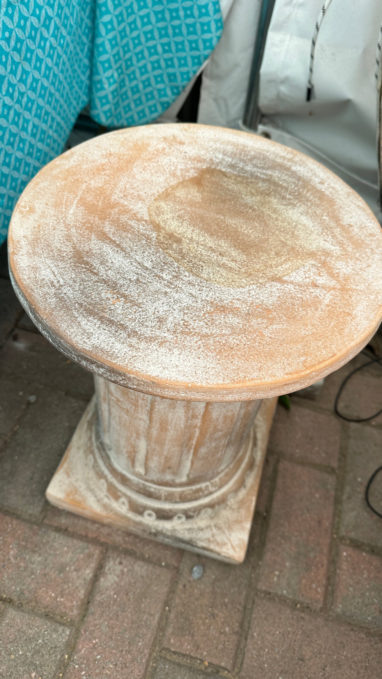 Two piece - Classical terracotta pedestal and pot planter, 4 sets available