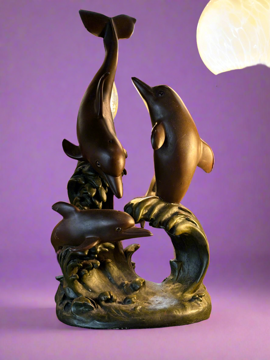 Art Nouveau Frolicking Dolphin Lamp