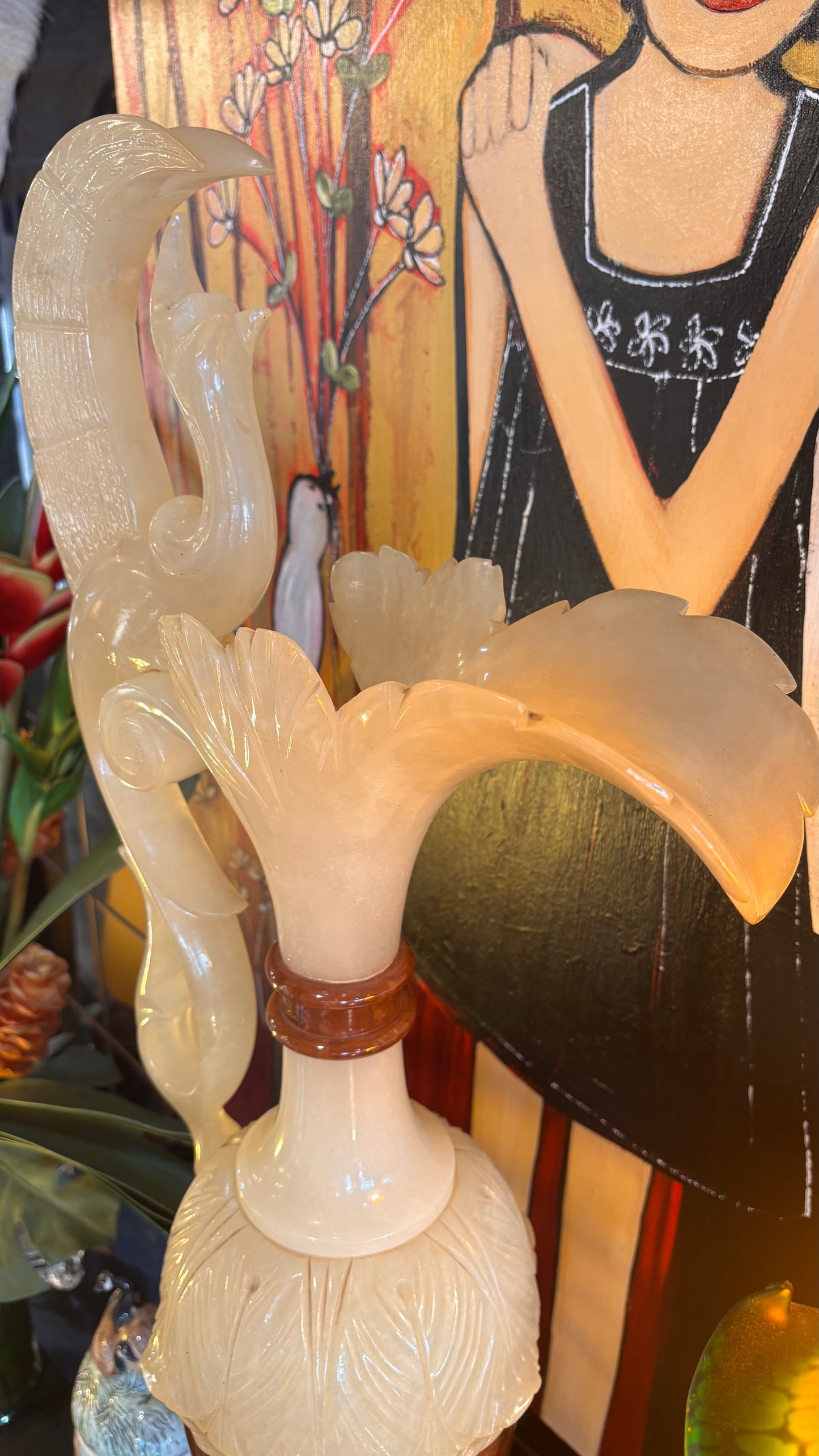 Monumental Italian Alabaster & Onyx Ewer Vase – c.1950s–1970s – 105cm