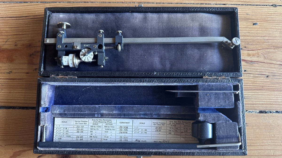Vintage Stanley Allbrit Compensating Polar Planimeter Drafting Map Tool with Case