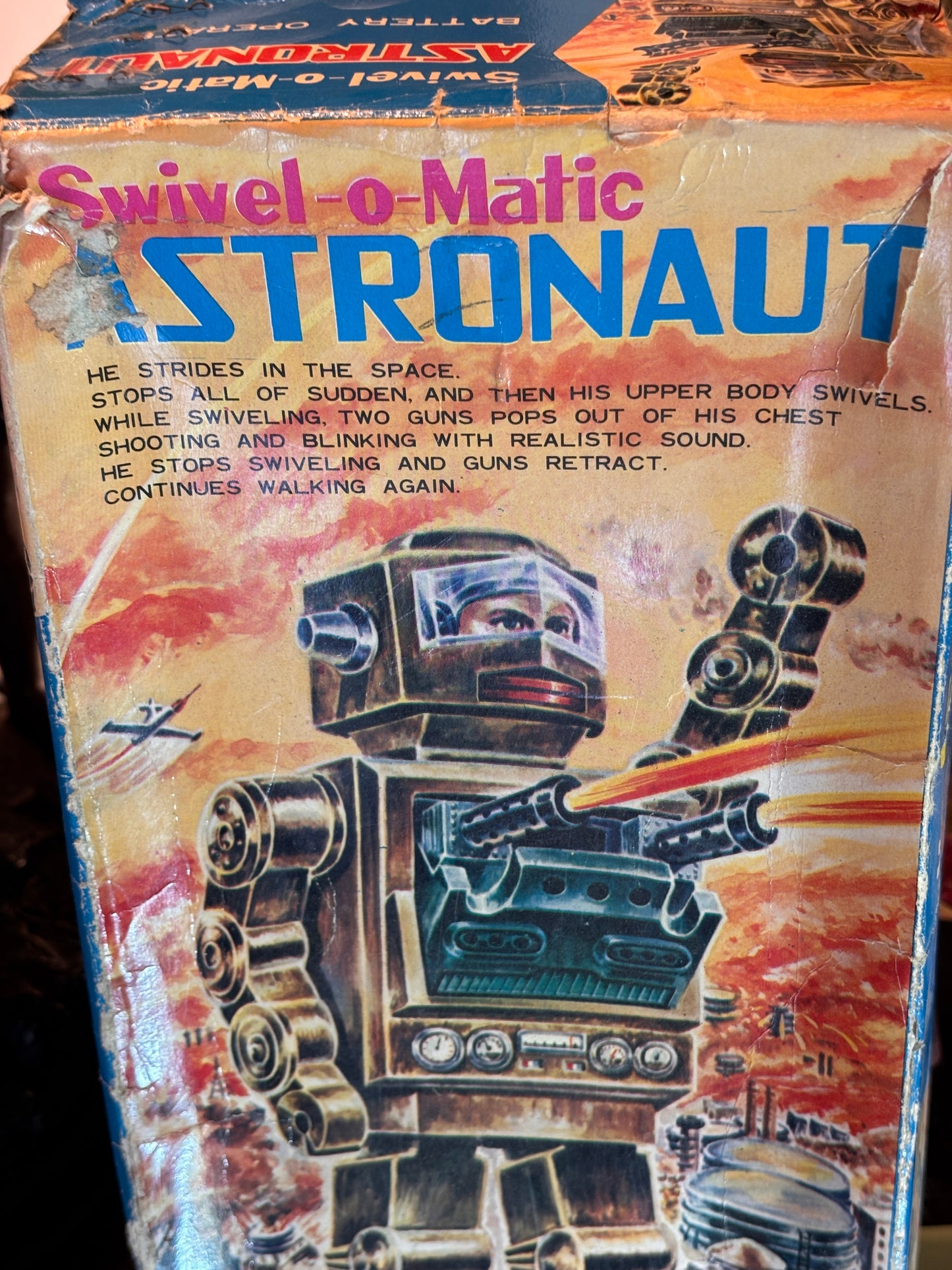 Vintage 1960s Swivel-o-Matic Astronaut Robot – Battery Operated – Made in Japan – Boxed 29cm