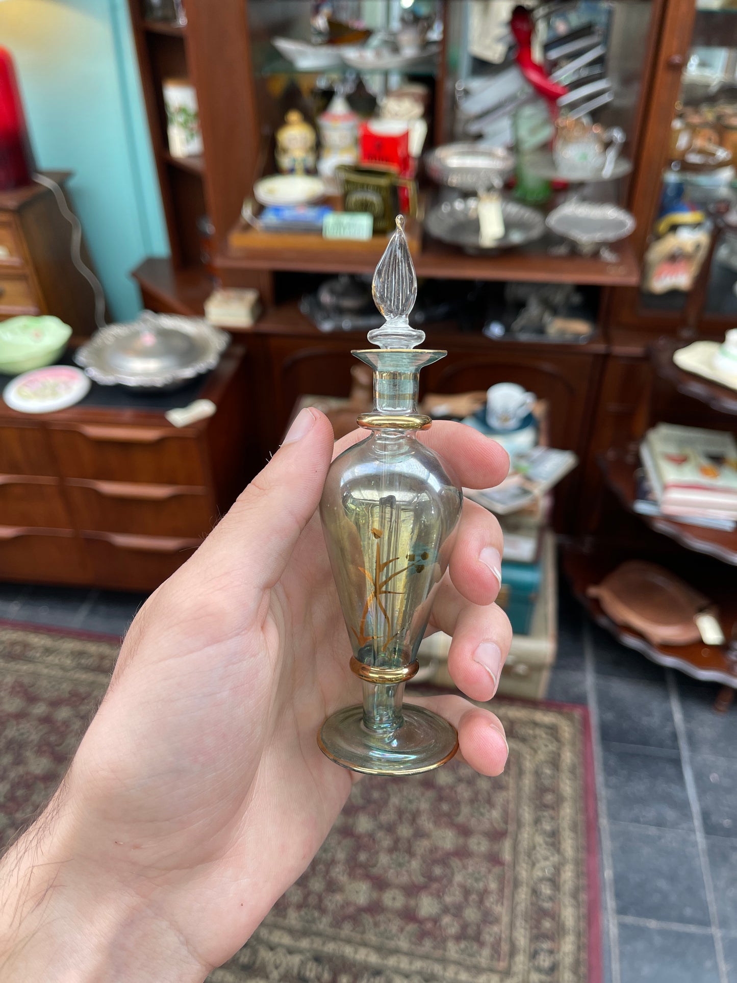 Vintage Hand-Blown Egyptian Perfume Bottle with Dropper