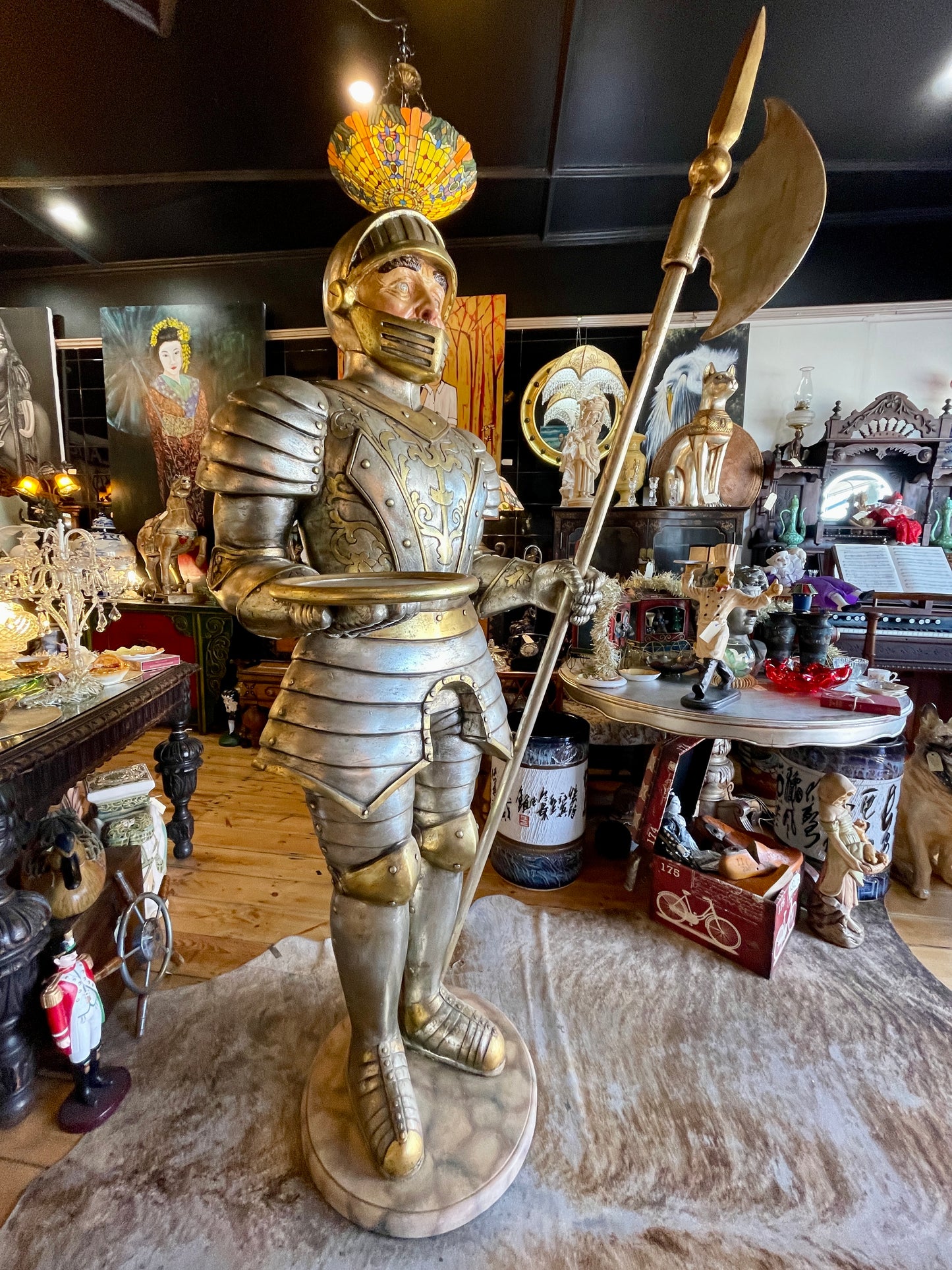 Life-Size Fiberglass Resin Knight Butler Statue – Medieval Decor