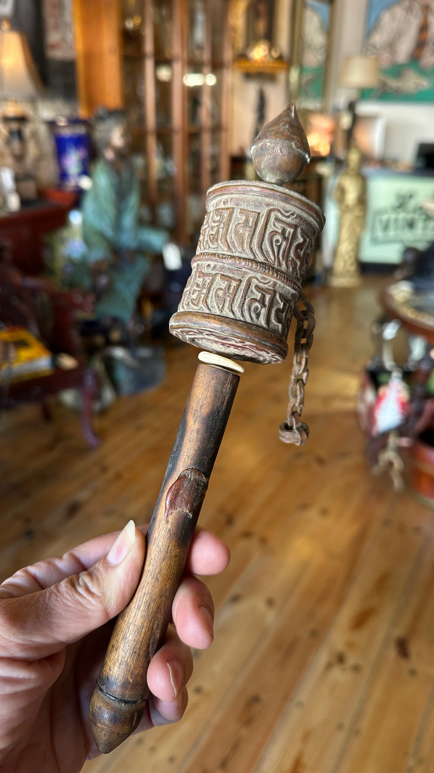 Vintage Handheld Buddhist Prayer Wheel, mid-to-late 20th century