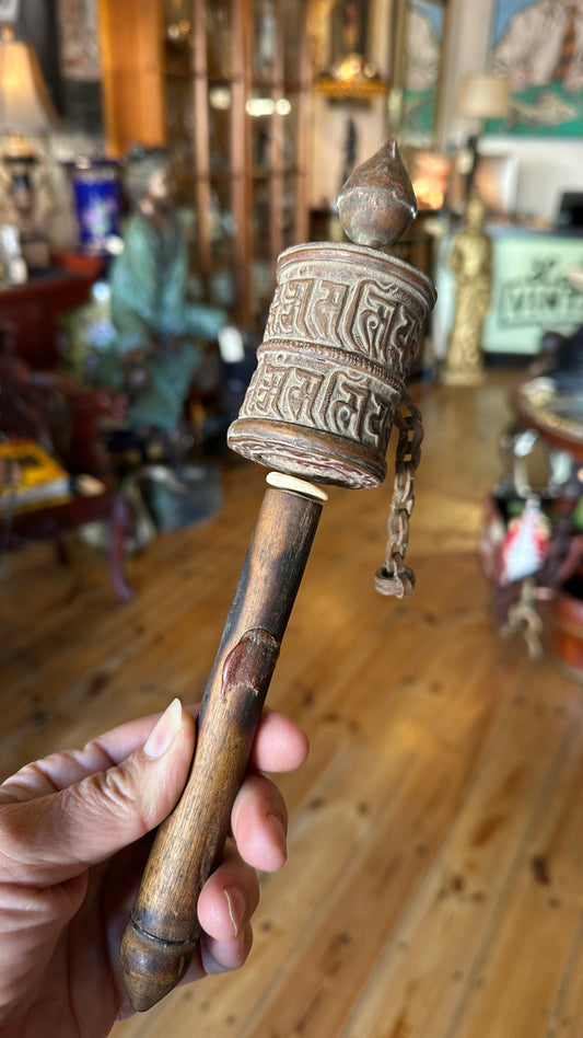 Vintage Handheld Buddhist Prayer Wheel, mid-to-late 20th century