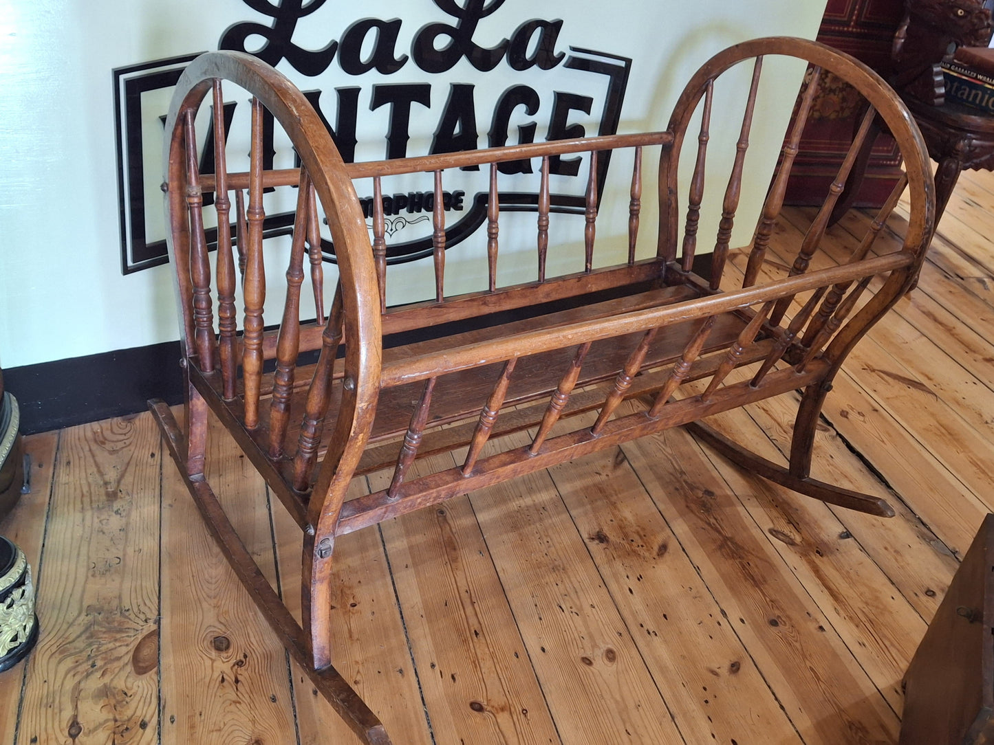 Antique Wooden Baby Cradle (Vintage Rocking Cot)