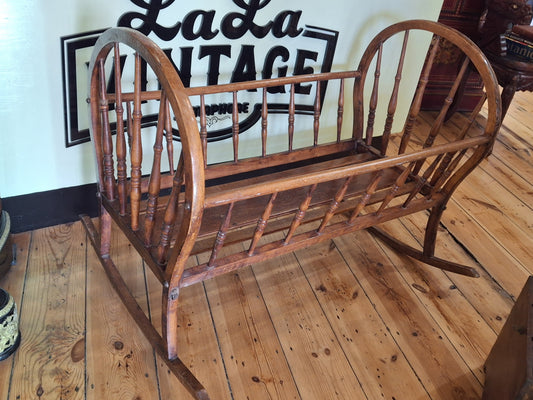 Antique Wooden Baby Cradle (Vintage Rocking Cot)