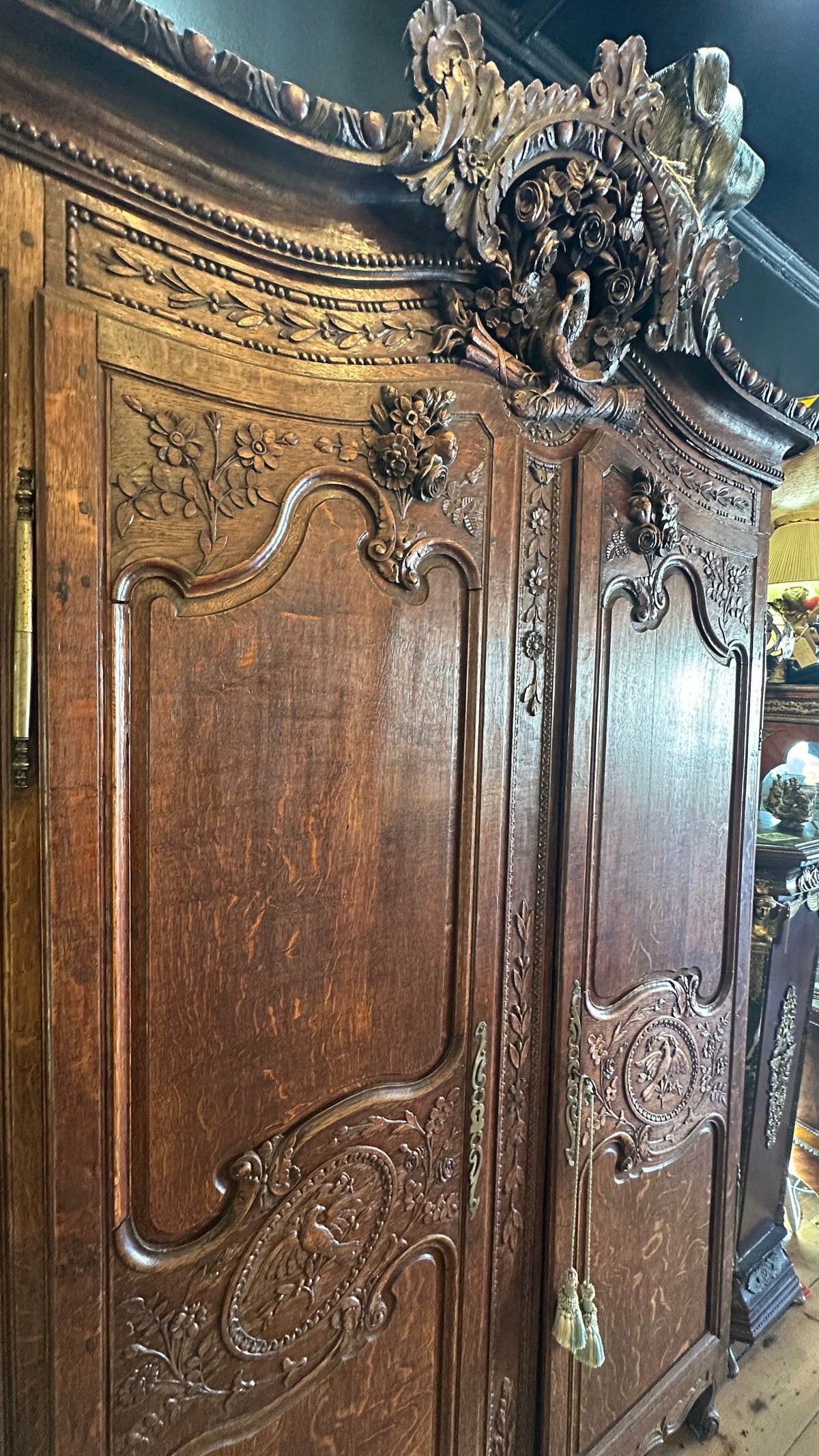 Exceptional 19th Century French Normandy Carved Oak Armoire