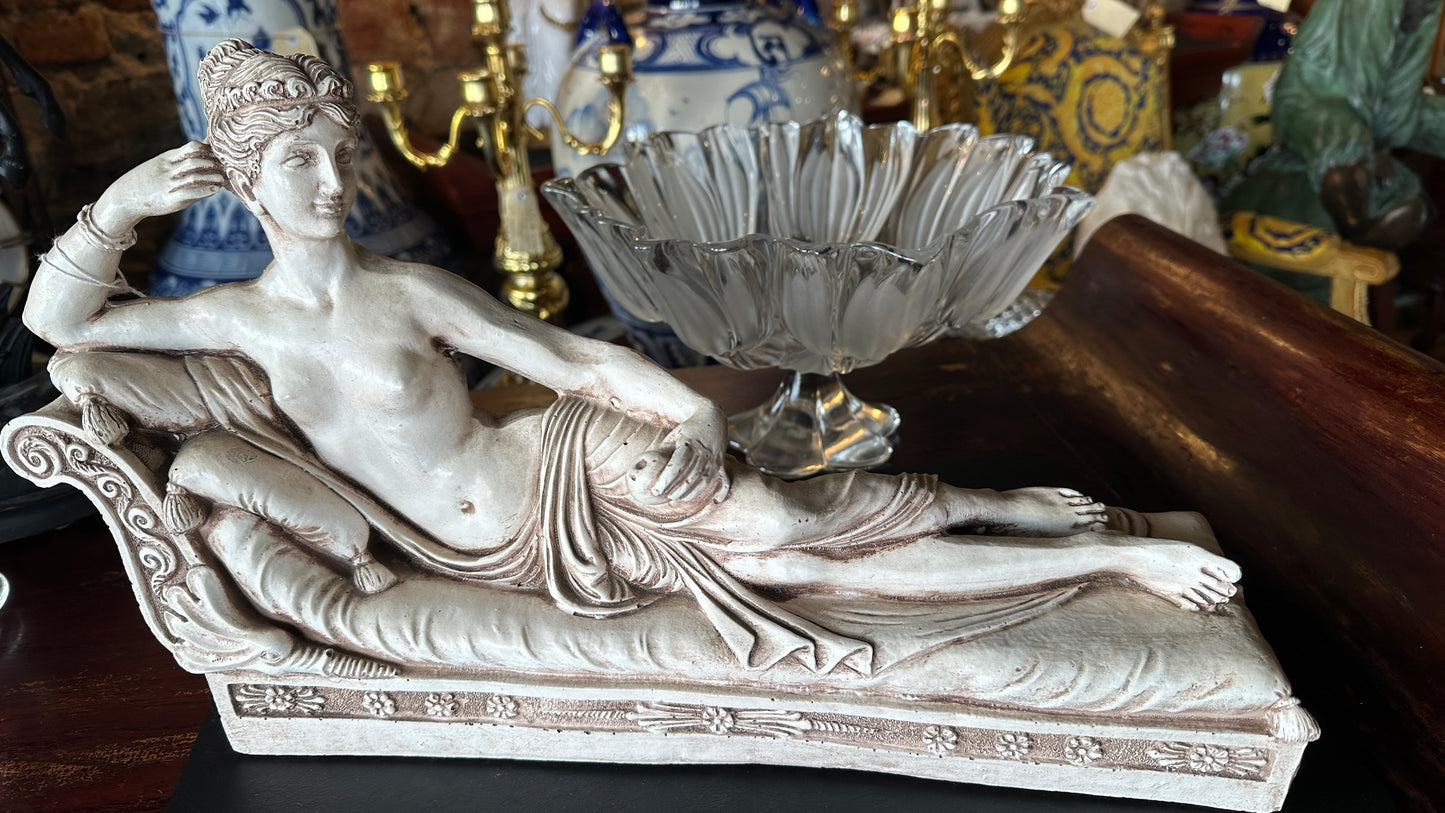 Neoclassical Reclining Classical Female Figure /Goddess Sculpture