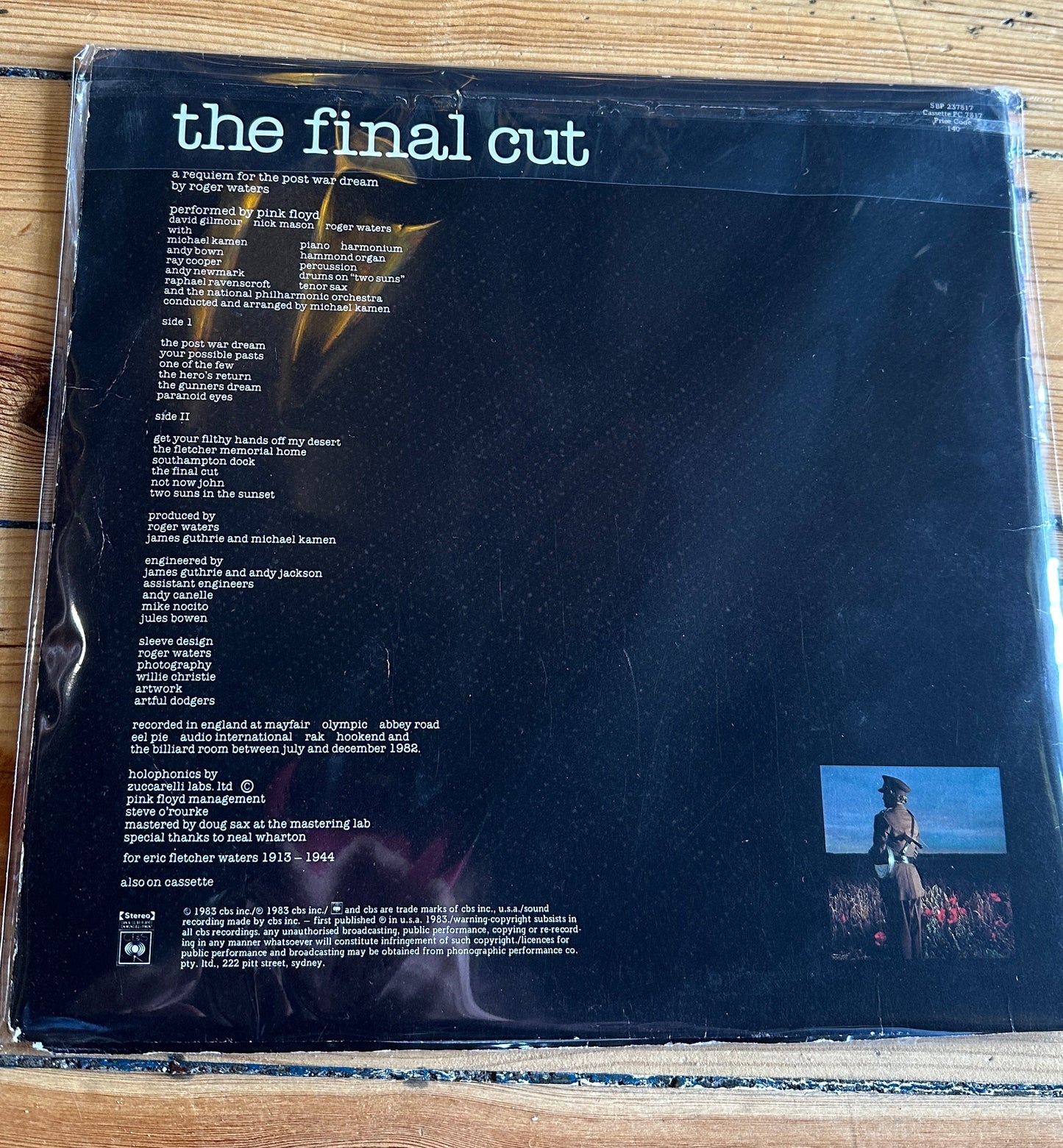 Original 1983 Australian vinyl press of Pink Floyd’s The Final Cut