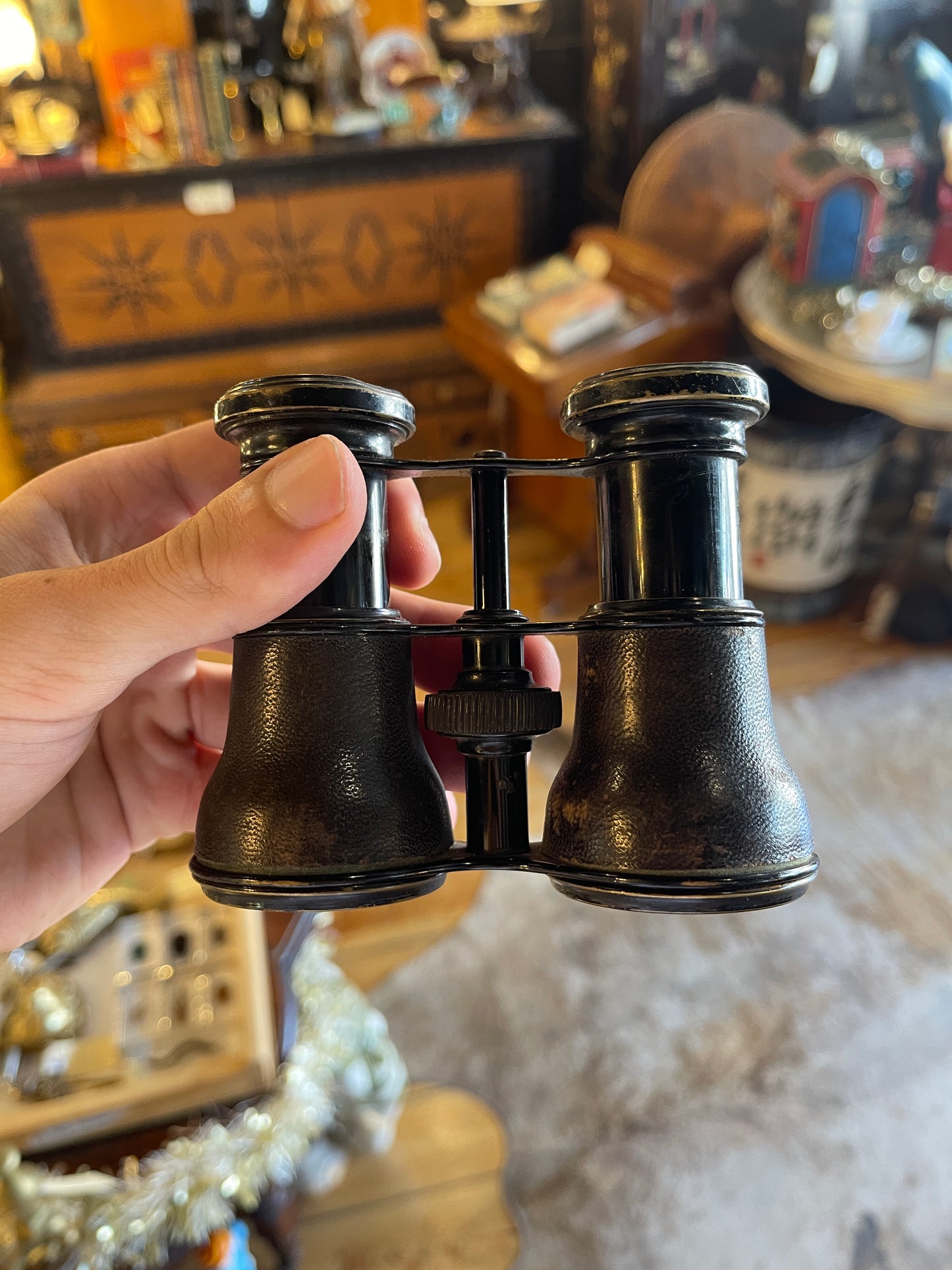 Antique Black Opera Glasses Binoculars with Leather Case – Circa 1900