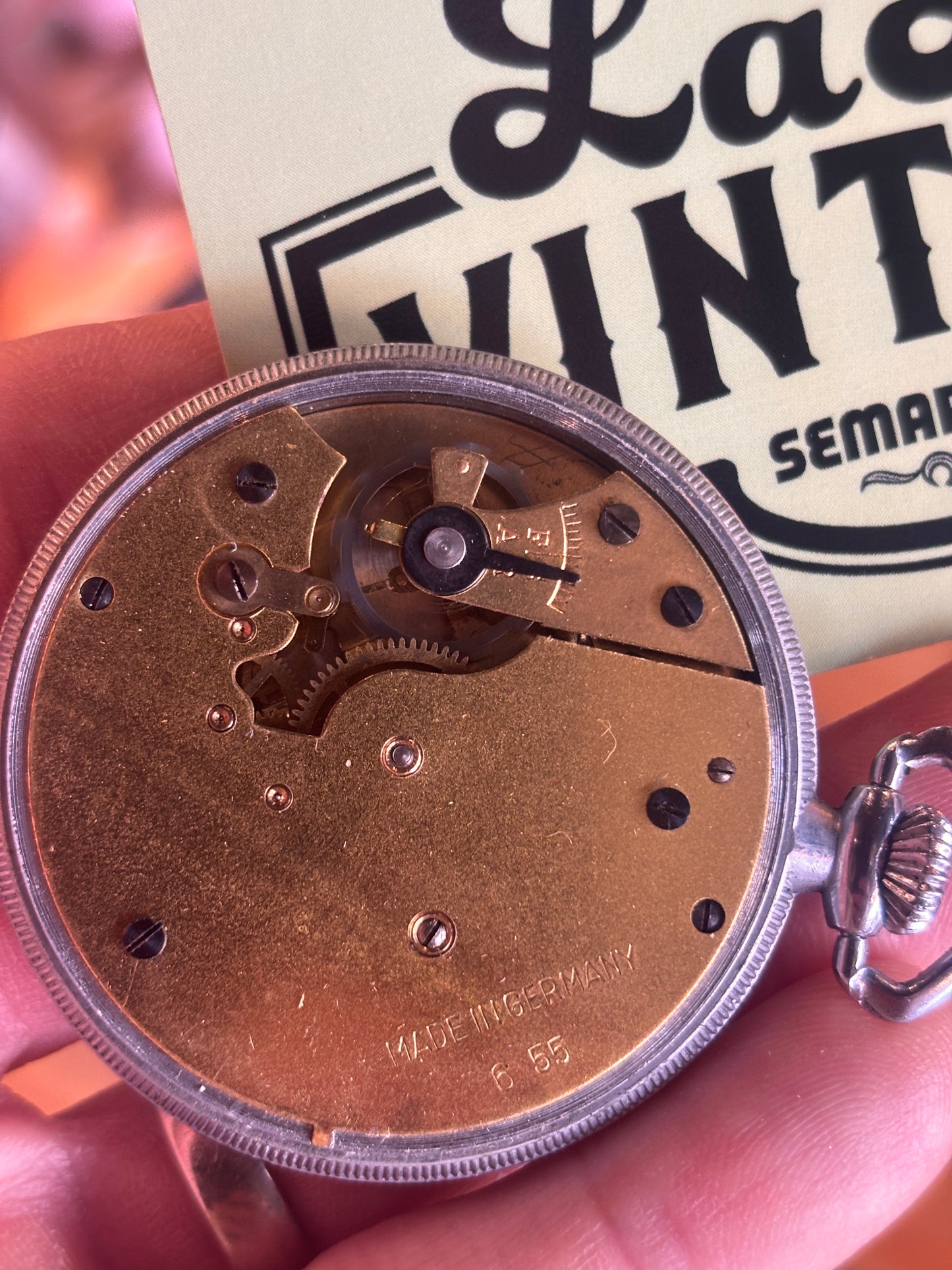 Vintage German Pocket Watch – Luminous Arabic Dial – Sub Seconds – c.1940s–1950s – Made in Germany