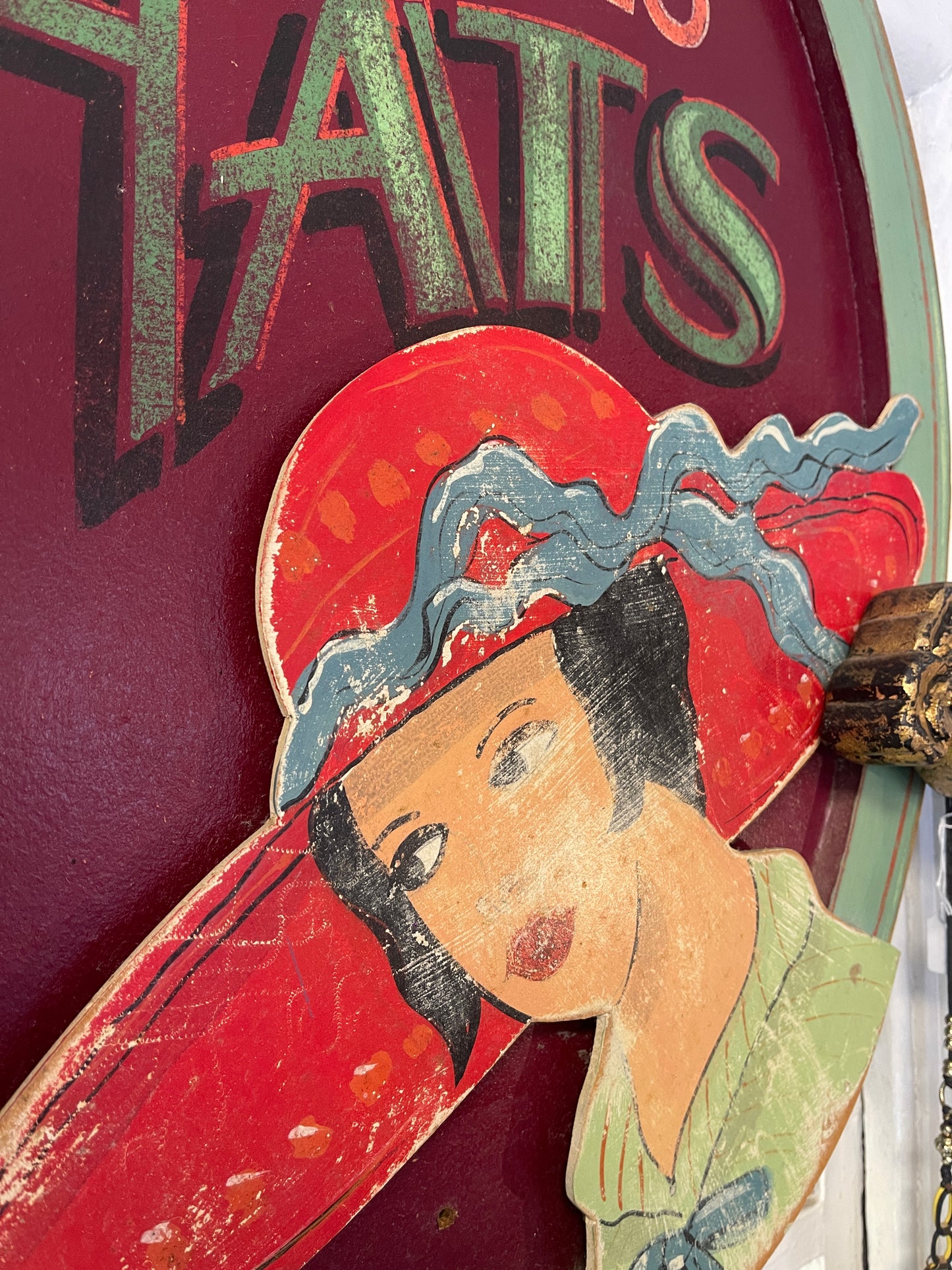 ‘Ladies Hats’ Painted Wooden Sign by Graham Shaw