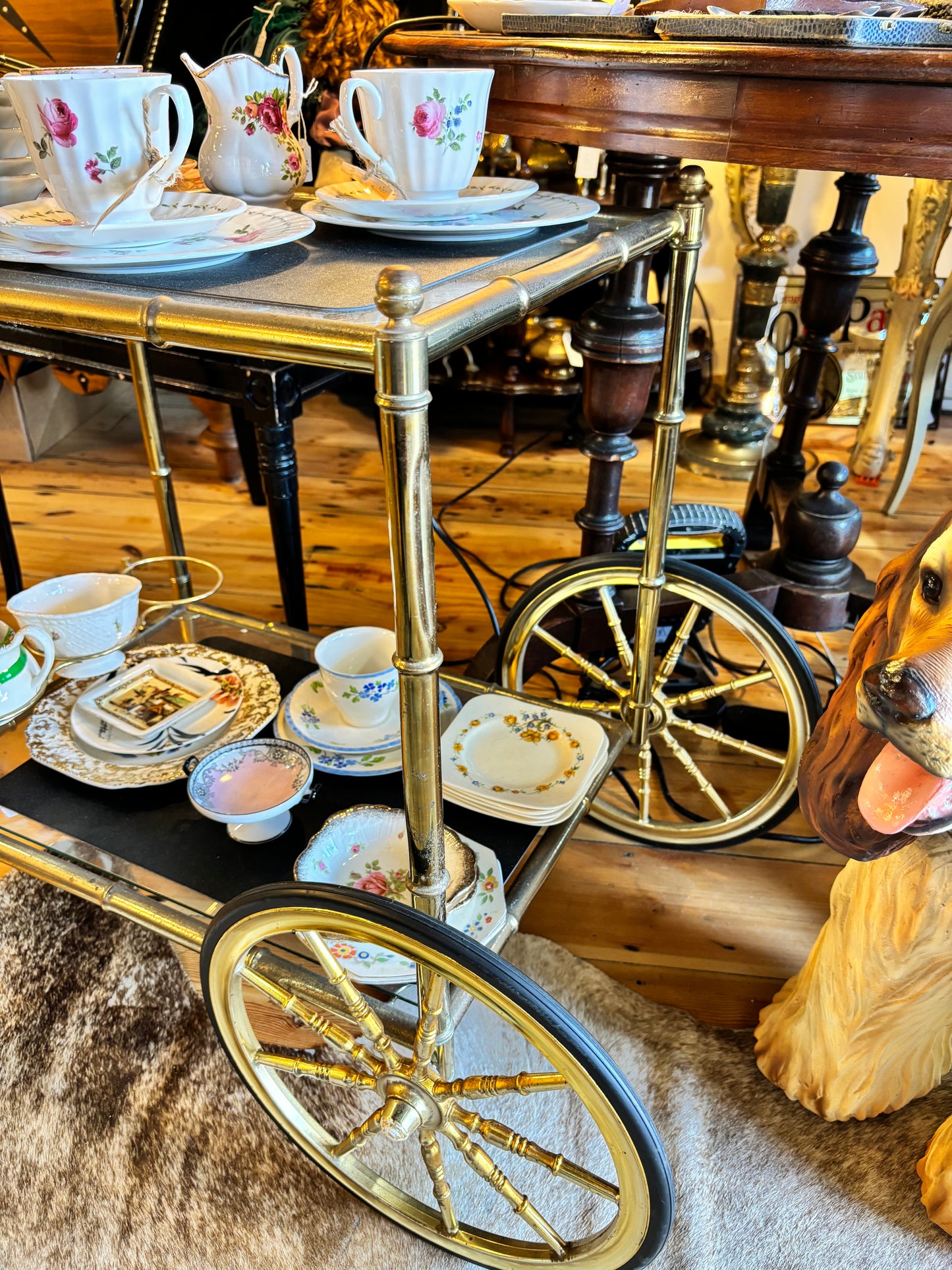 Elegant Brass Drinks Trolley