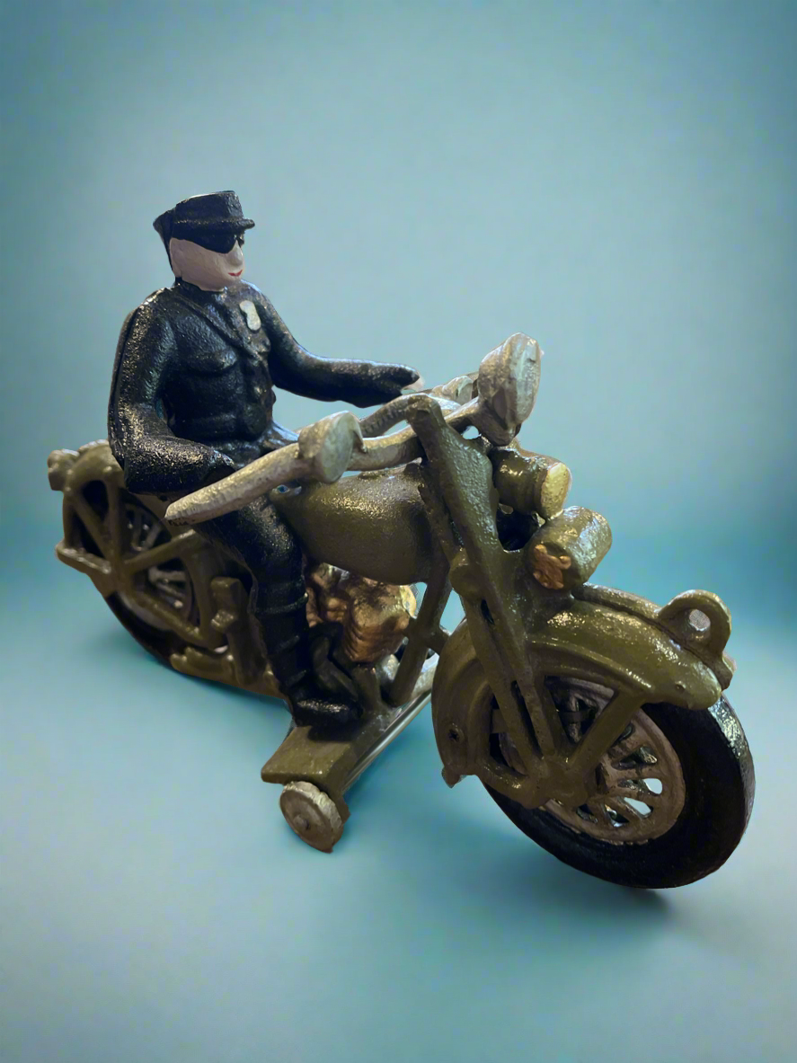 Large Police Officer Harley-Davidson Motorcycle Cast Iron Figure