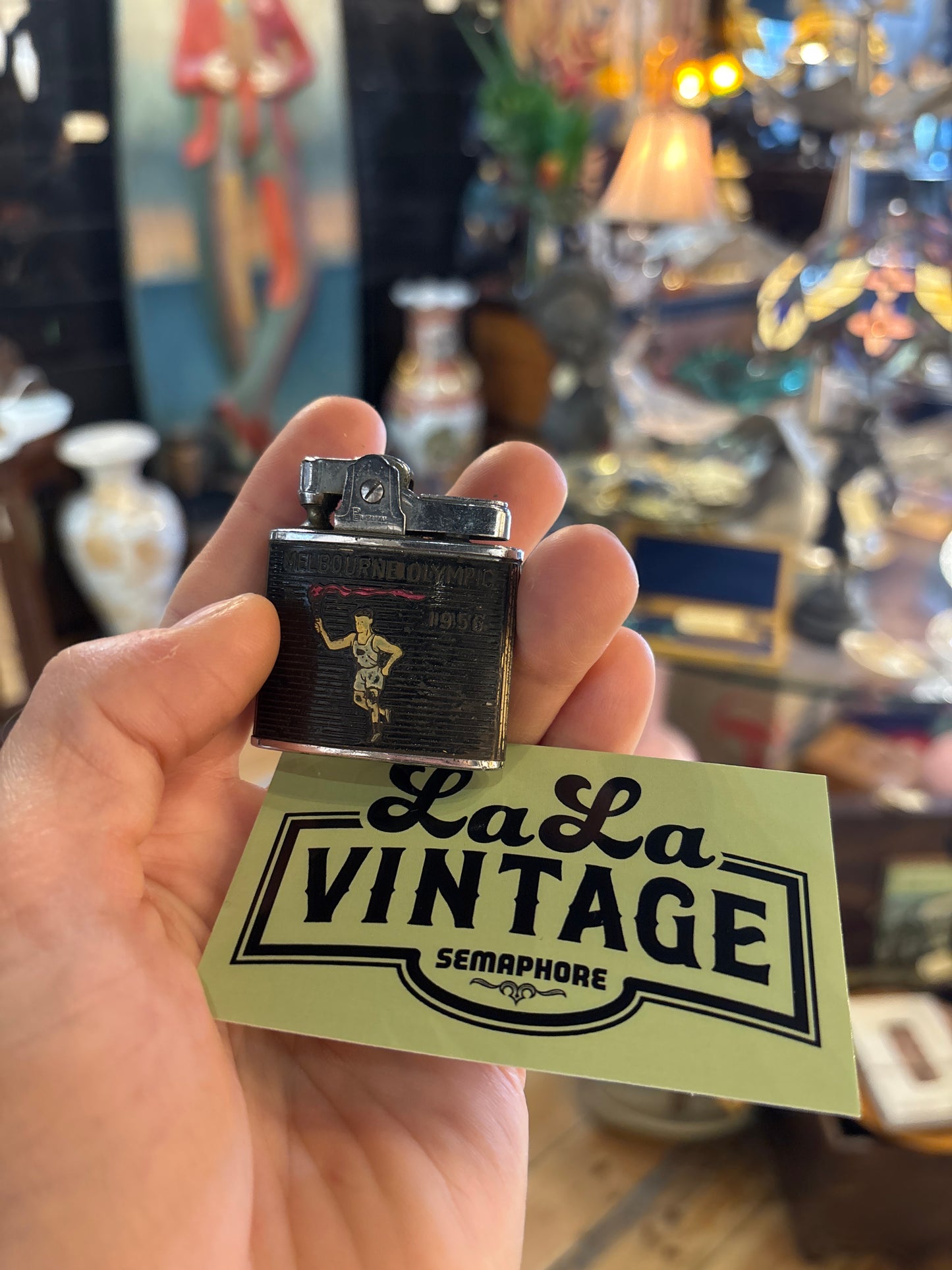 1956 Melbourne Olympics Penguin Superlative Lighter – Vintage Olympic Souvenir