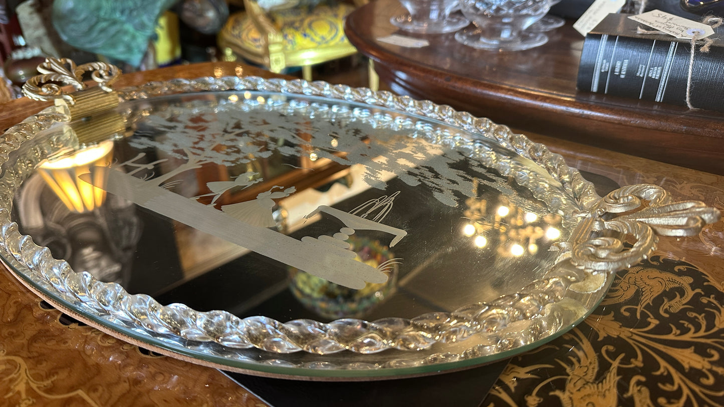 Classic vintage Italian Venetian/ Murano glass mirrored tray (mid-century, circa 1950s-1960s).