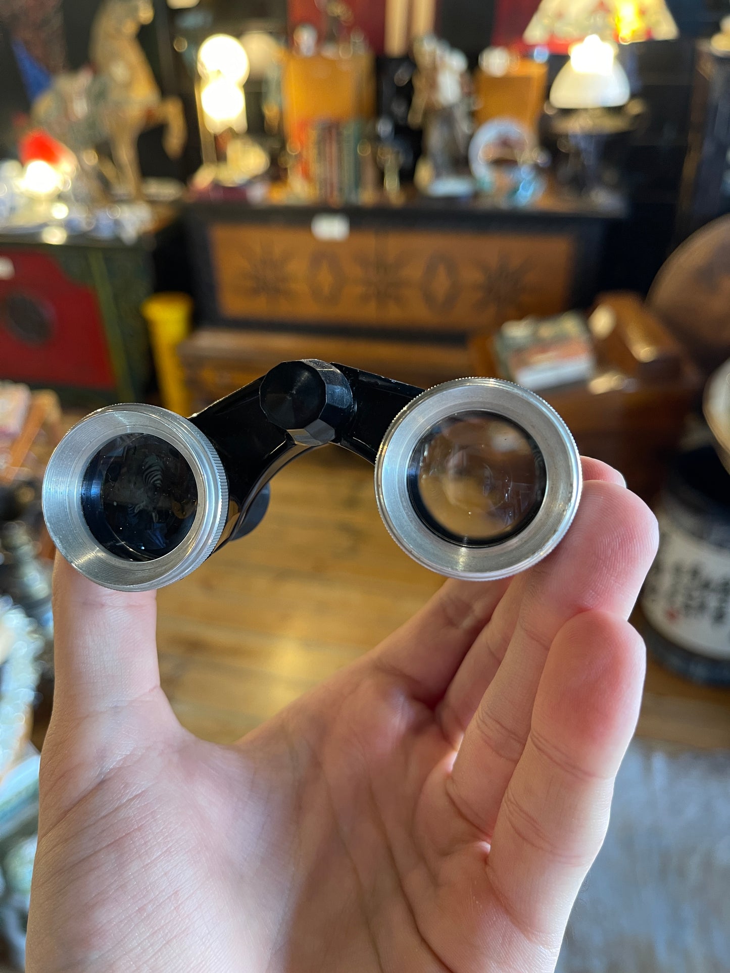 Vintage PZO Opera Binoculars 3x Magnification with Central Focus Knob, Made in Poland - Circa 1950s