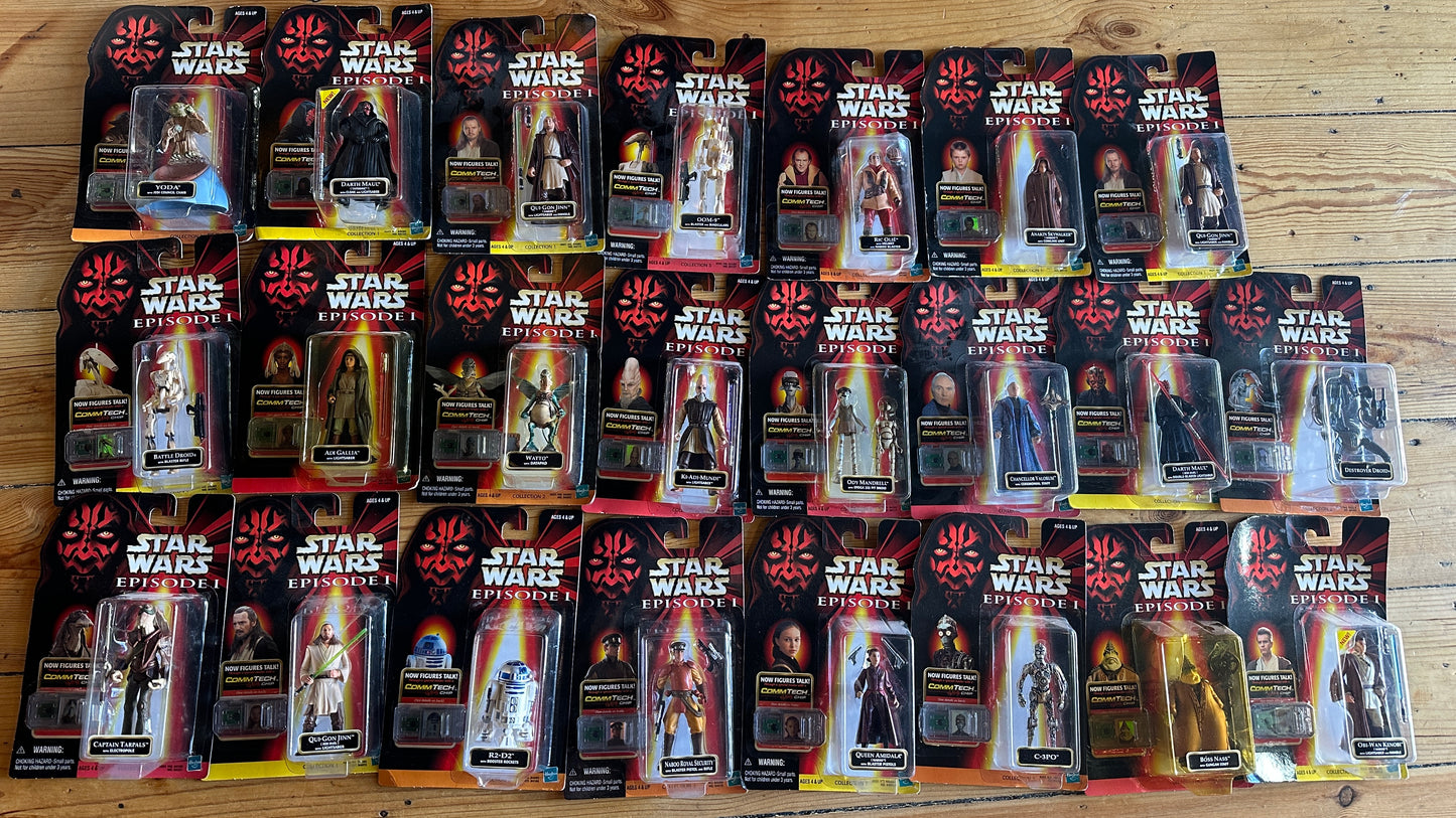 Star Wars 1998 Episode 1 Set of 24 Hasbro Collectible Comm Tech Action Figures, Avail Separately $25 each