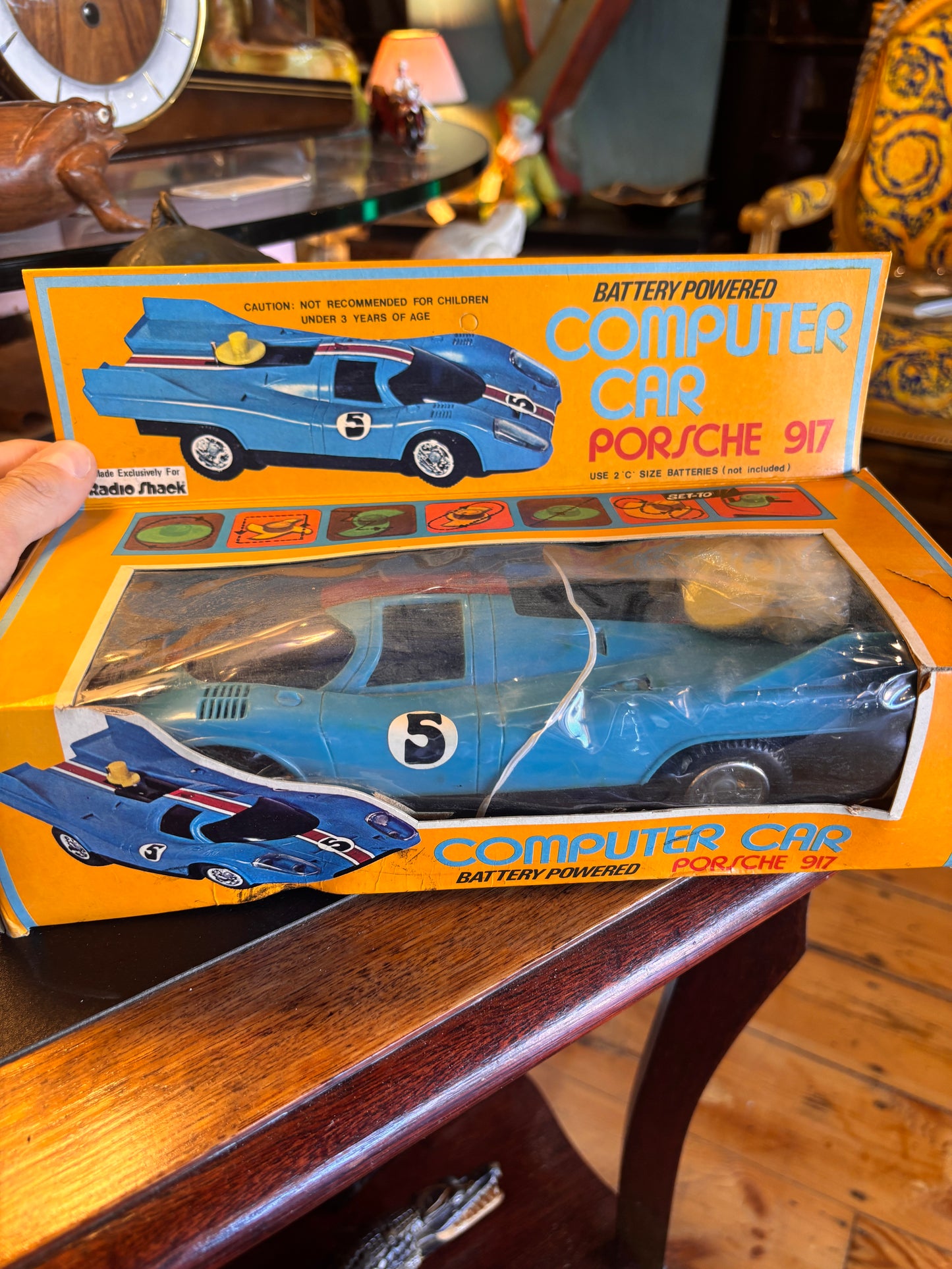 Vintage Radio Shack Battery Powered Computer Car Porsche 917 – Made in Hong Kong – Boxed 1970s