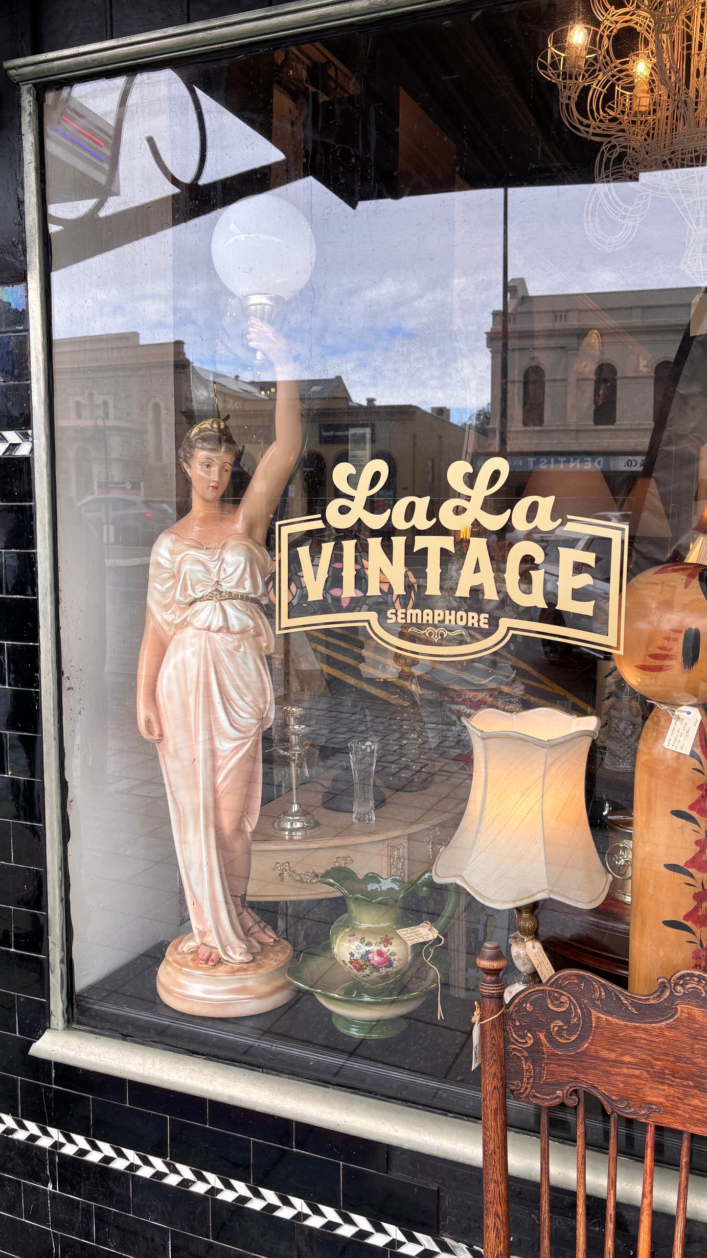 Elegant Classical Lady Lamp – 130cm (1930s–50s, Chalkware or Plaster)