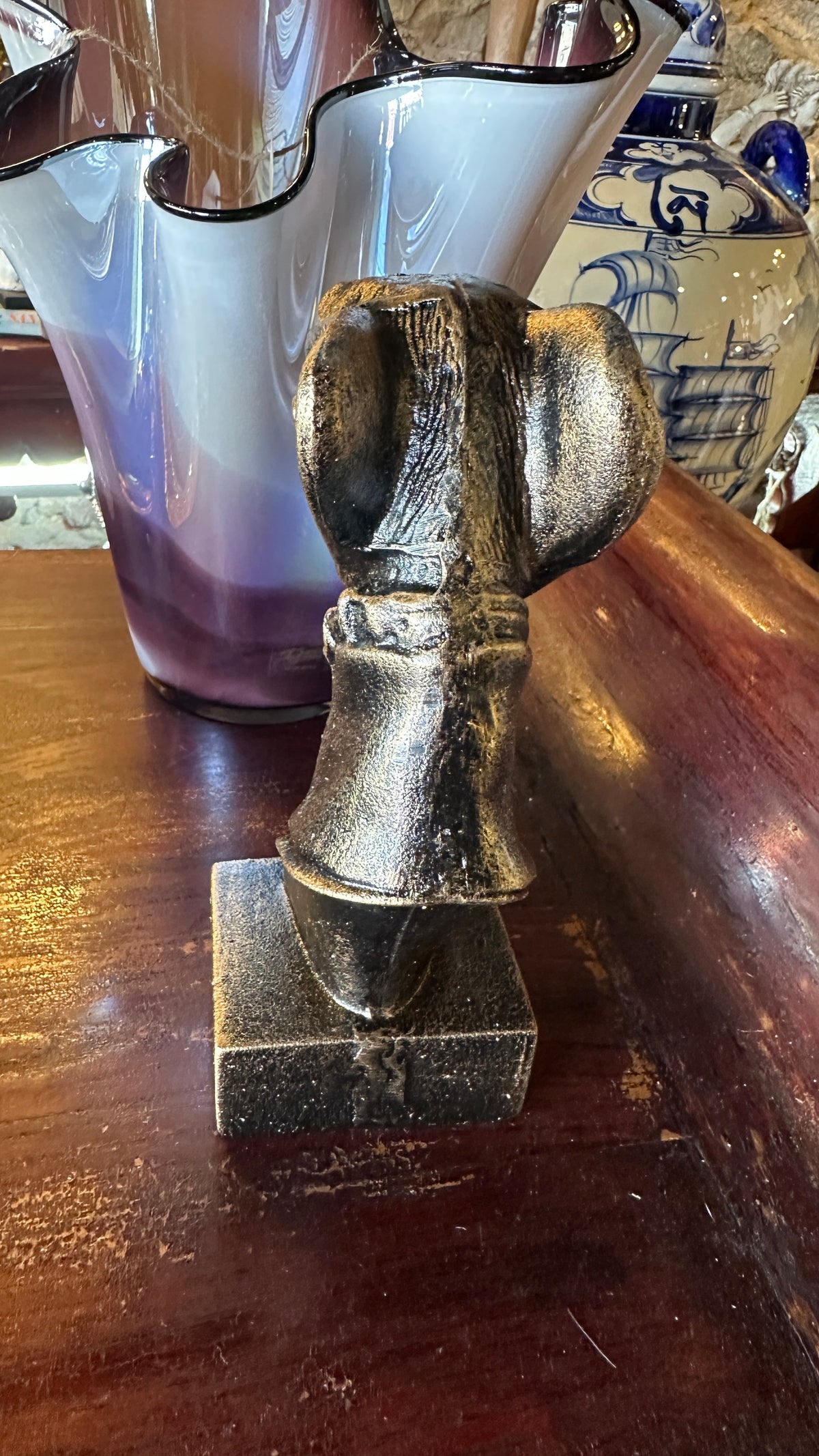 Whippet Head Bust Cast Iron Bronze Finish