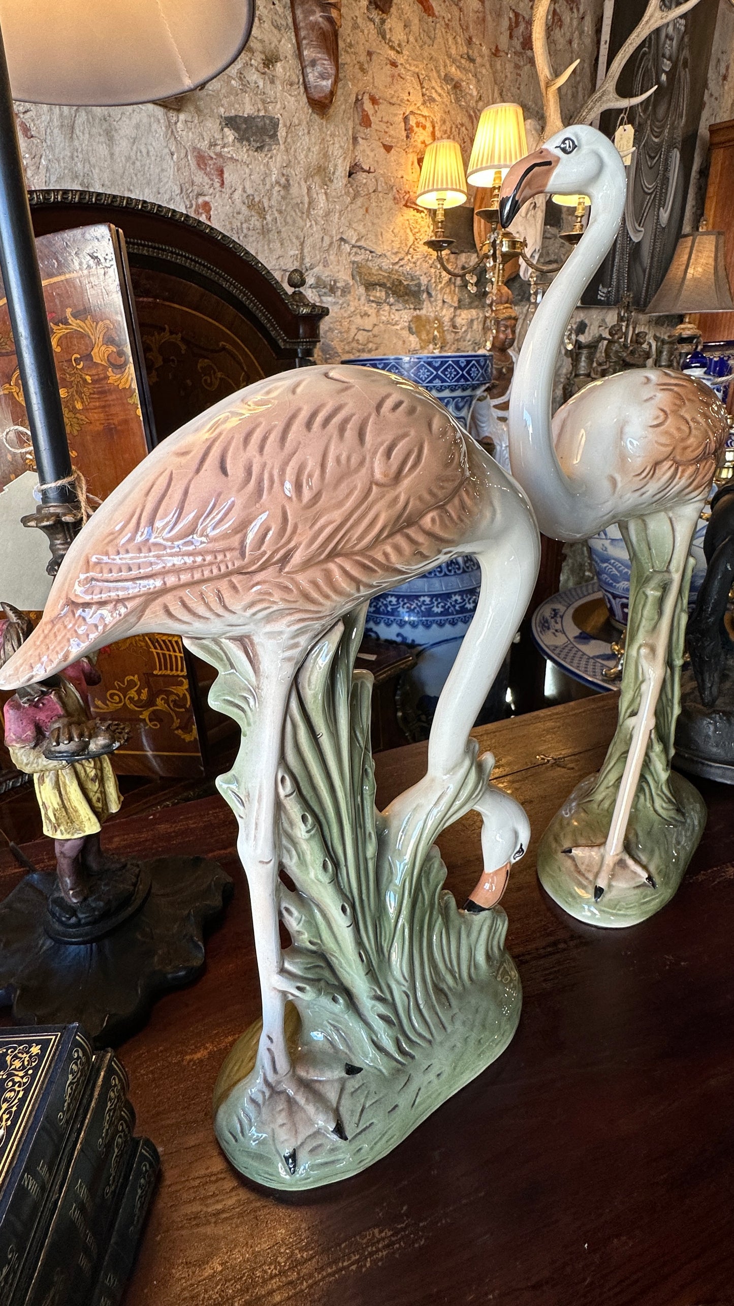 Vintage Australian Flamingo Pair – Handcrafted Ceramic Sculptures (Magill Ceramics SA) $329 PAIR