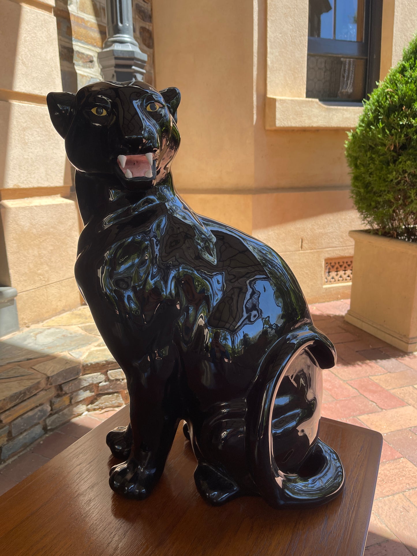 Rare Significant Mid Century Ceramic Black Panther Statue