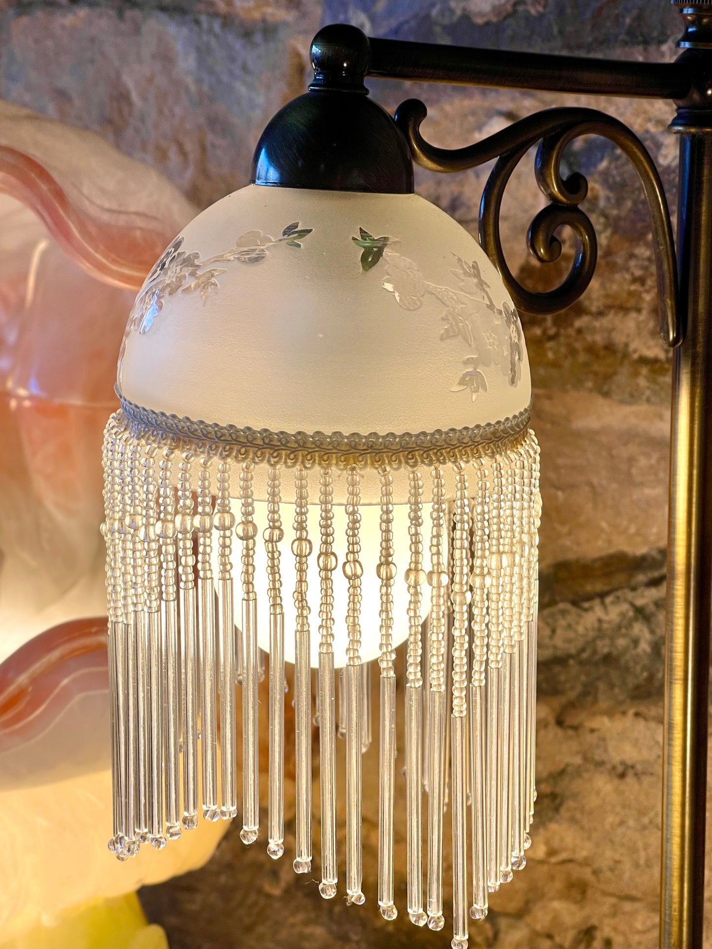 Stunning Tasselled Lamp with Frosted Glass Shade