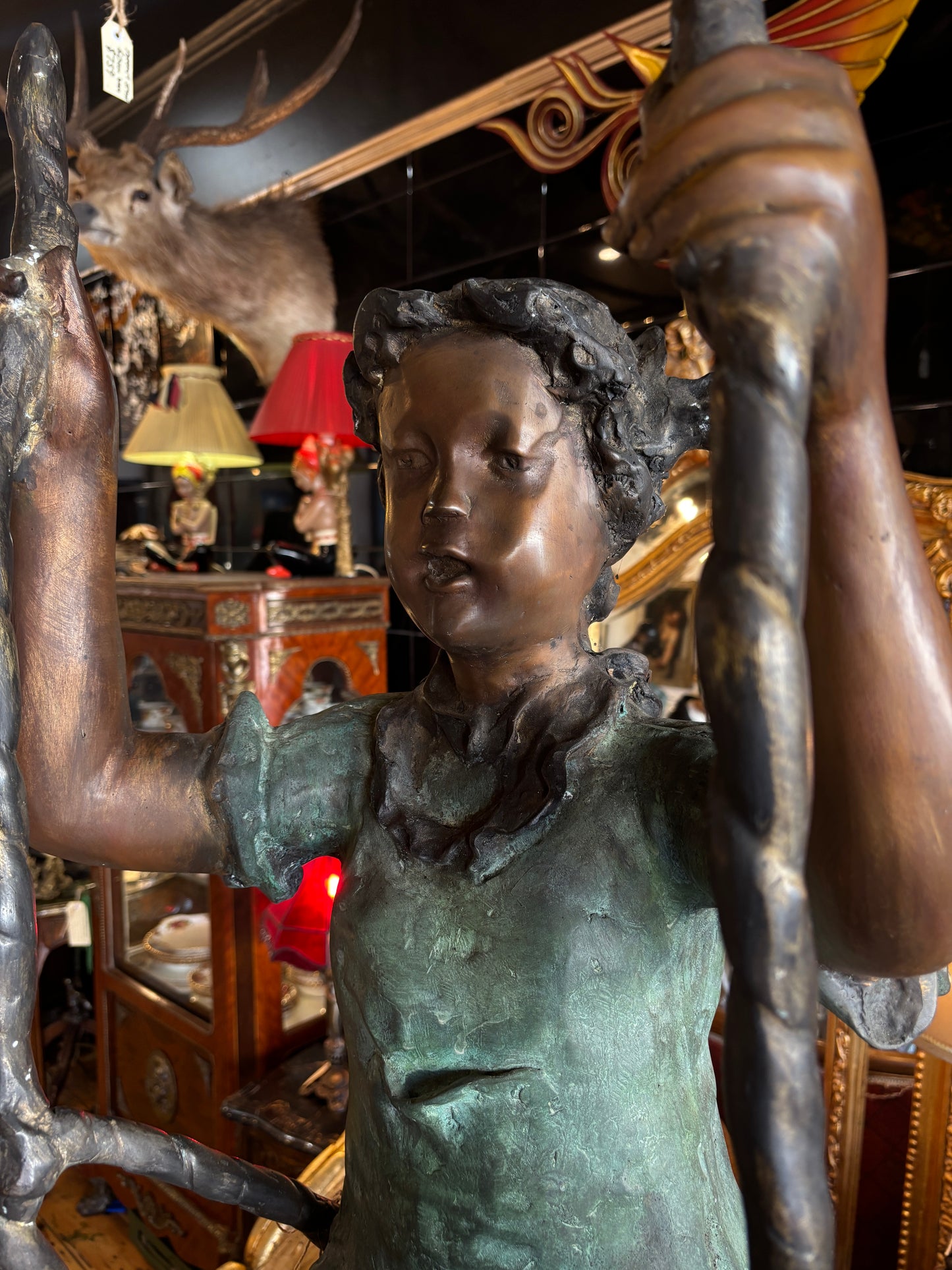 Life-Size Bronze Sculpture: Children on Swing - Monumental Garden Statue