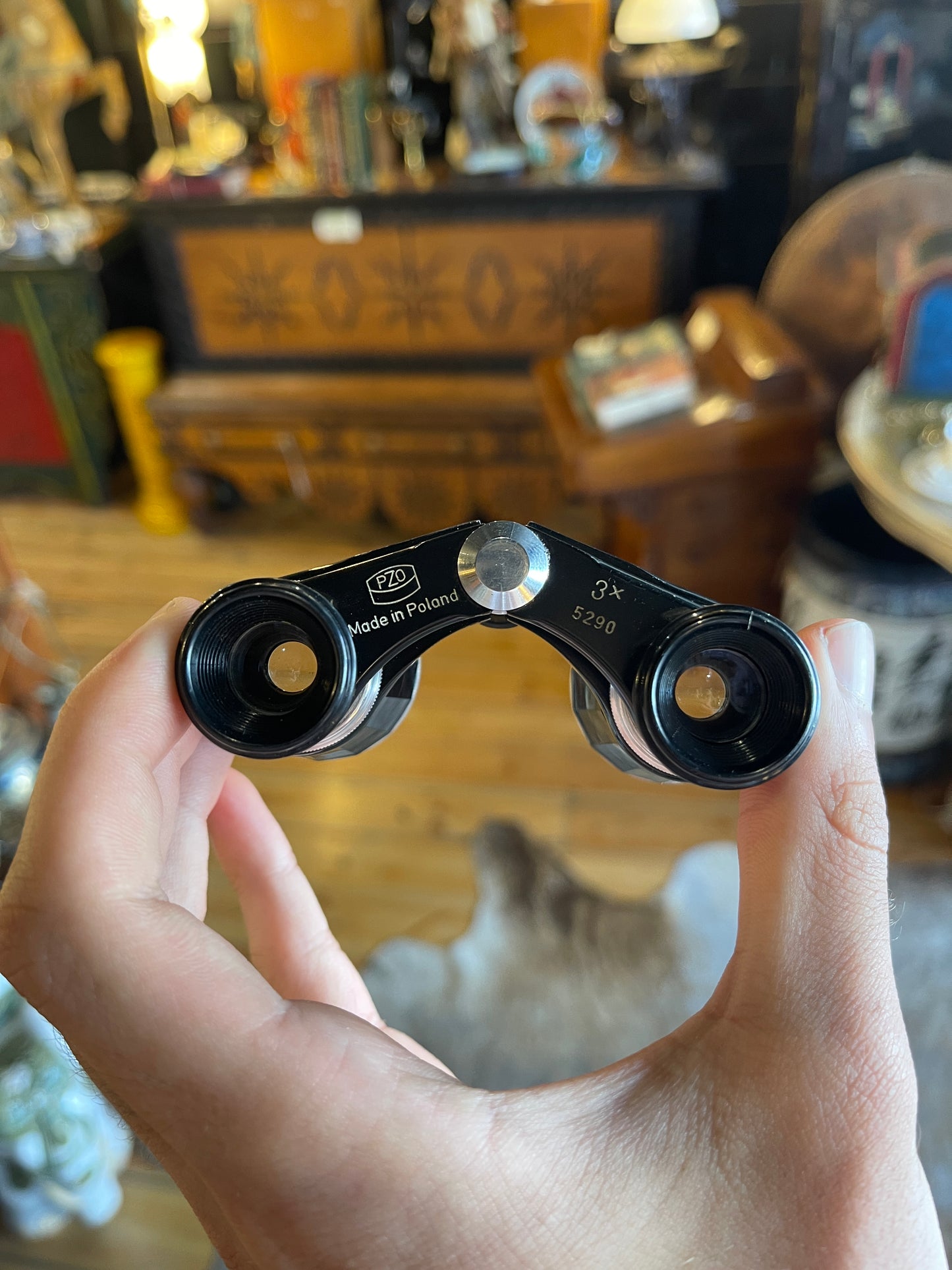 Vintage PZO Opera Binoculars 3x Magnification with Central Focus Knob, Made in Poland - Circa 1950s