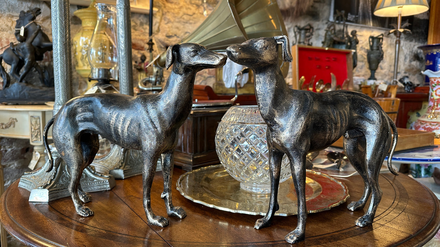 Cast iron Greyhound or Whippet Dog Statues with Bronze finish, Sold Separately