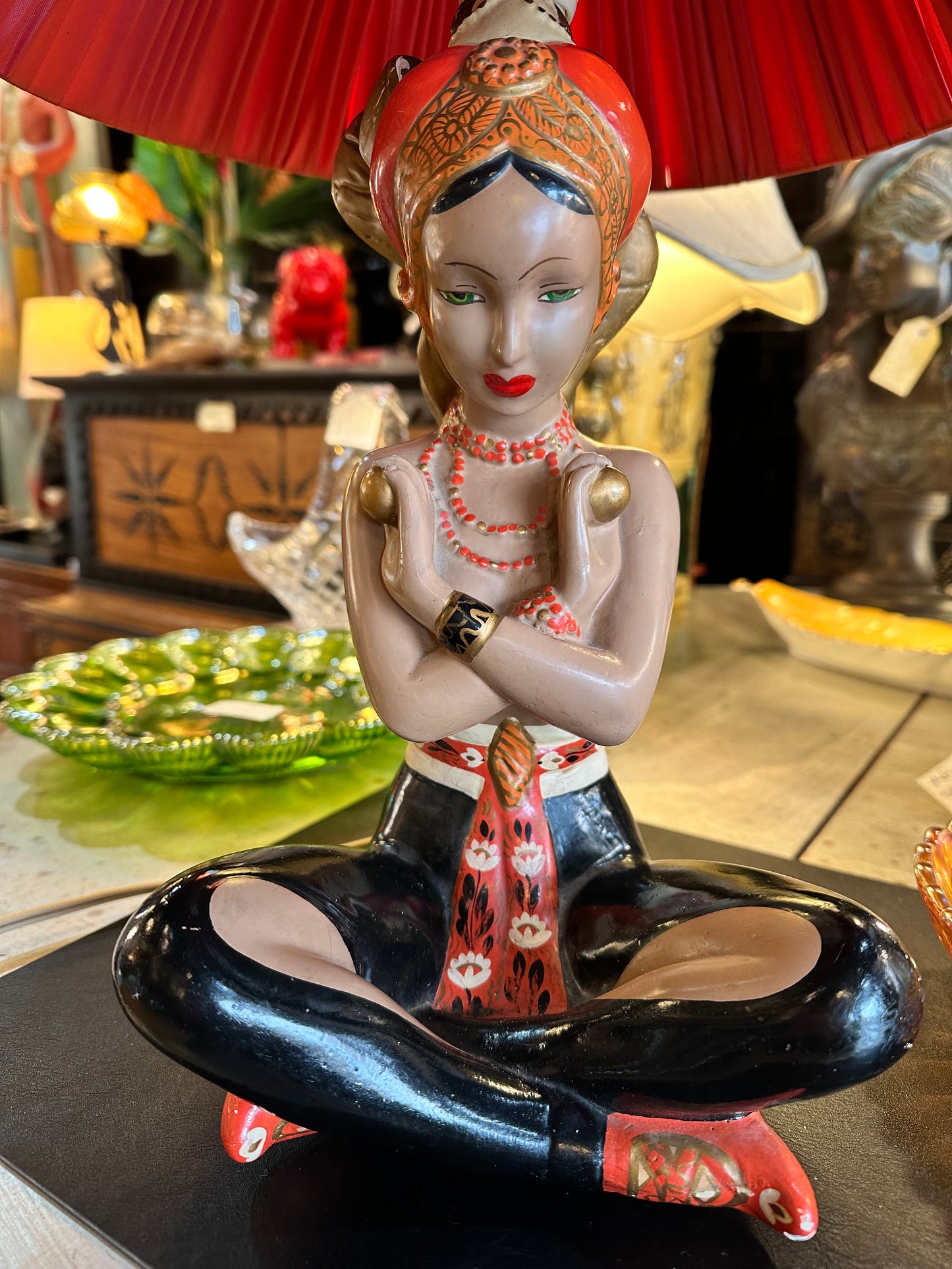 Persian Lady Lamp with Shade, 1950s