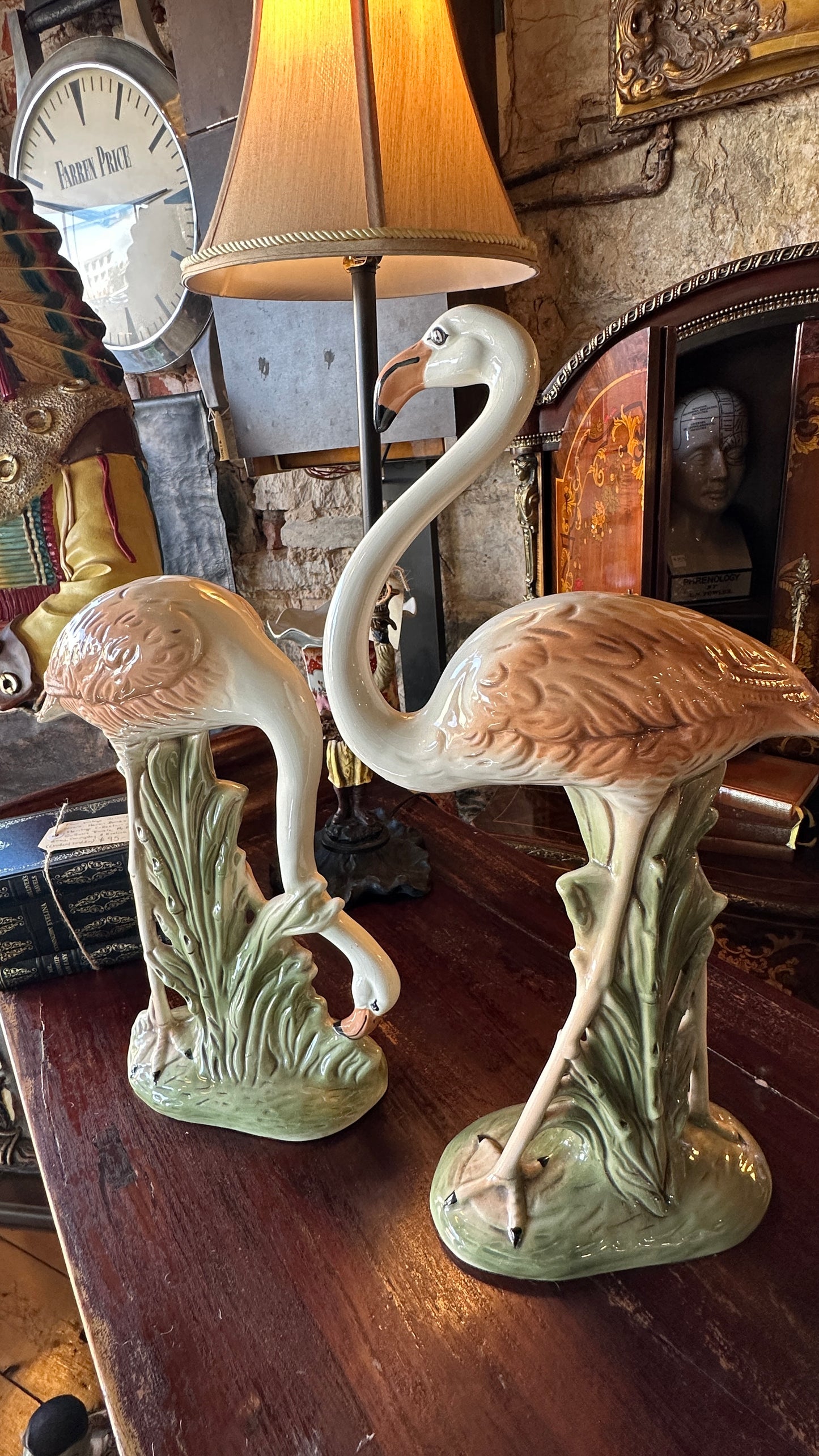 Vintage Australian Flamingo Pair – Handcrafted Ceramic Sculptures (Magill Ceramics SA) $329 PAIR