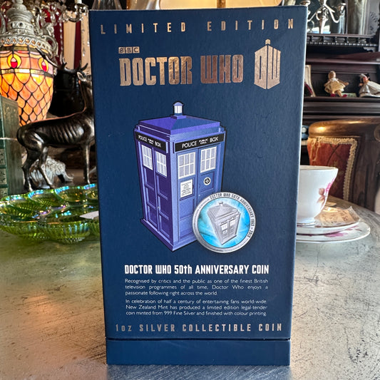 2013 Doctor Who 50th Anniversary 1oz Silver Proof Coin Niue $2 - TARDIS Box Cased, New Condition