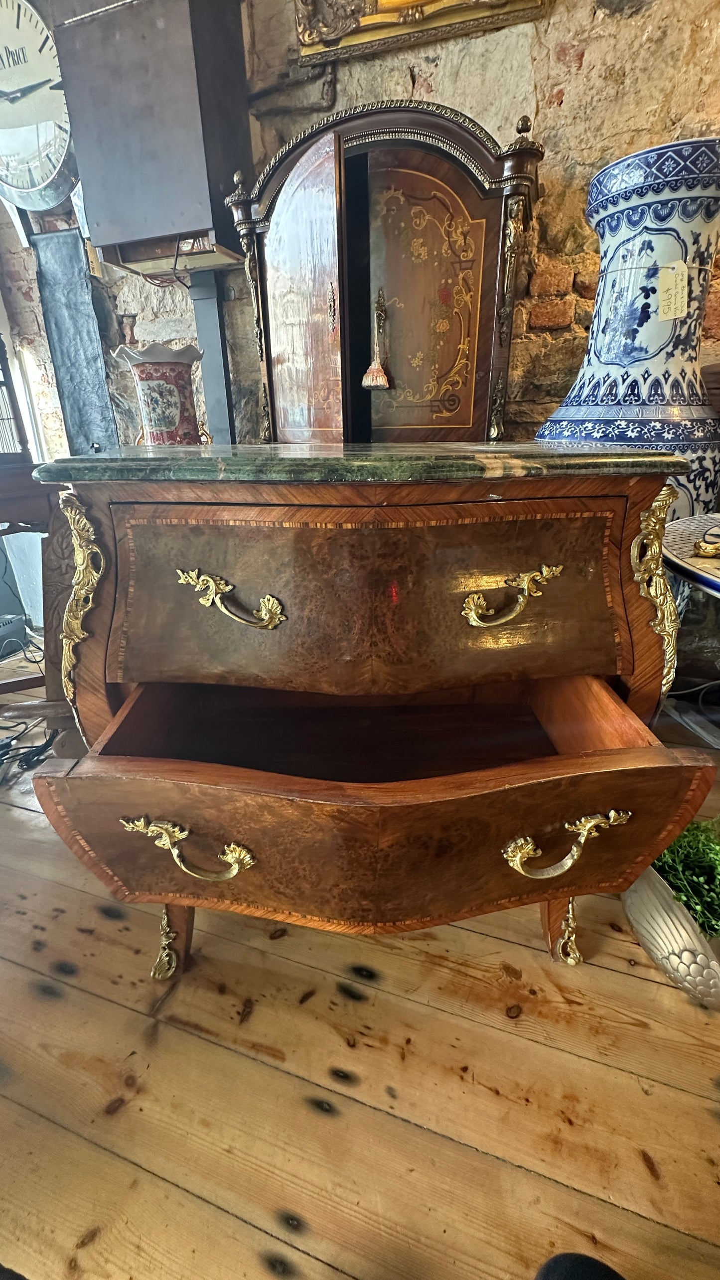 Beautiful Louis XV style marble top commode with two drawers