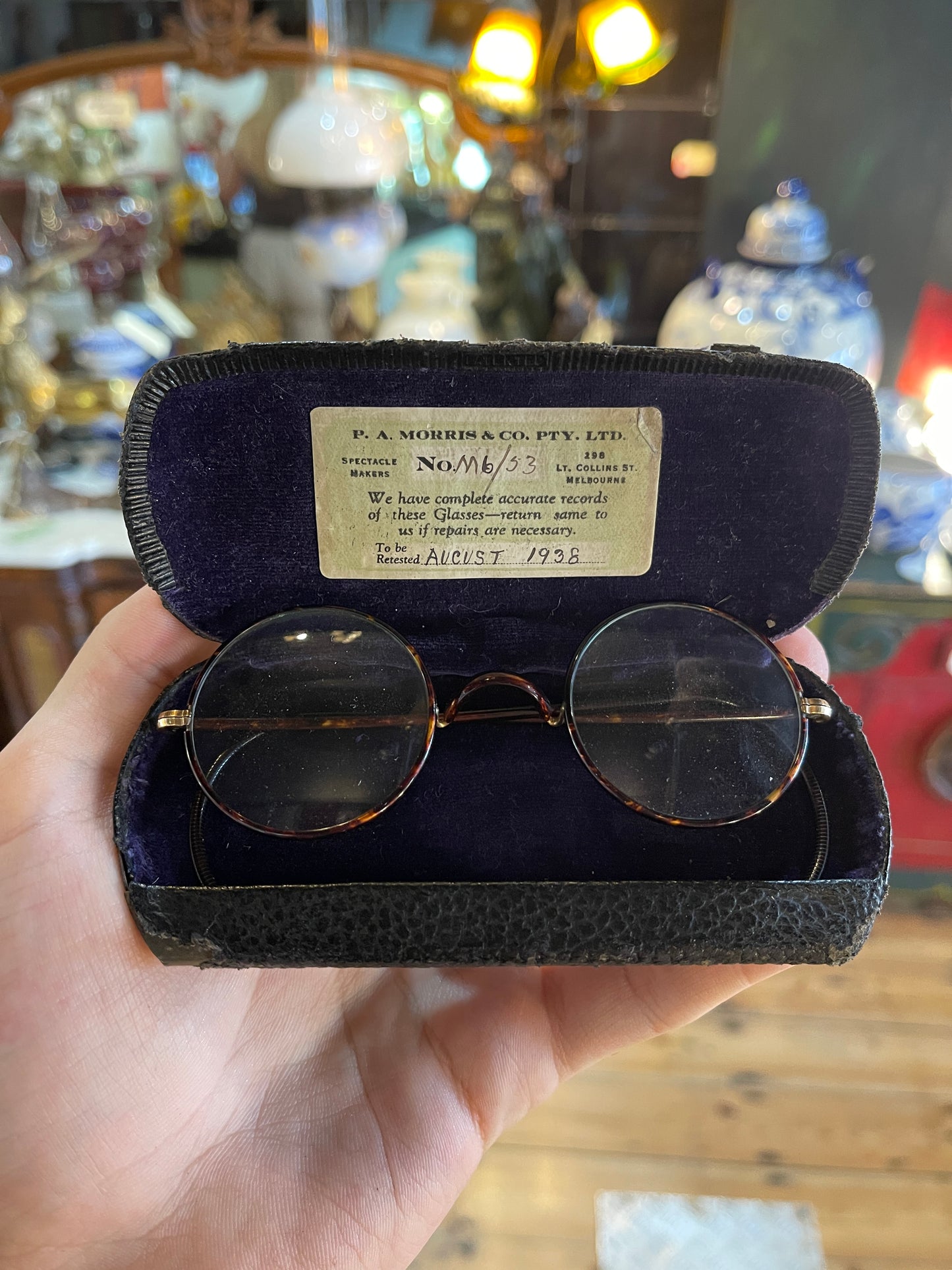 Antique Wire-Rimmed Glasses with Case c.1938 - Melbourne