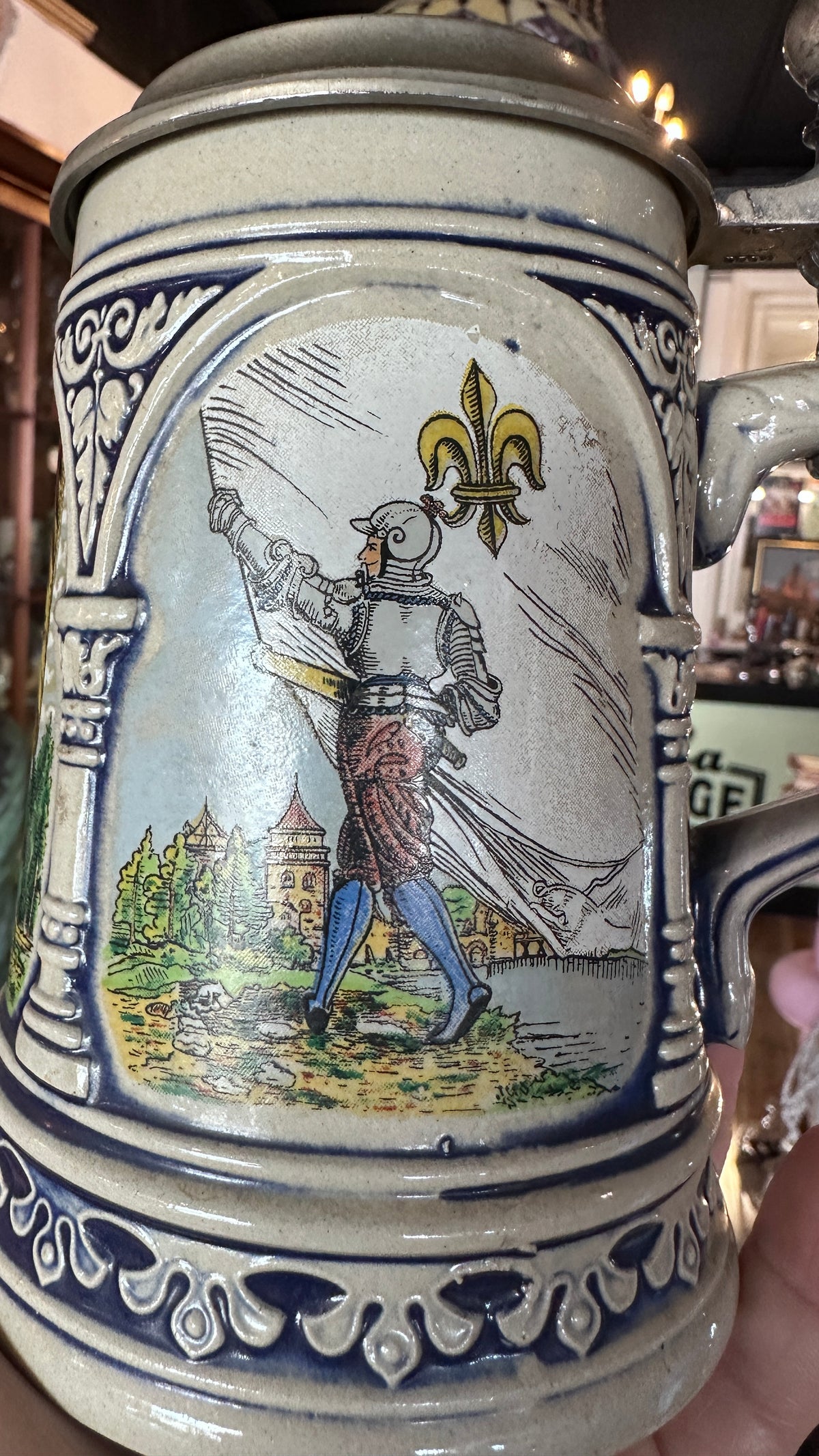 Vintage Gerz West Germany 0.5L Ceramic Beer Stein with Pewter Lid