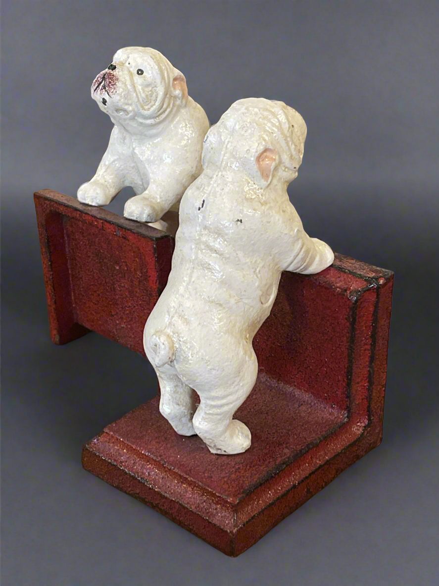 White Bulldog Cast Iron Bookends