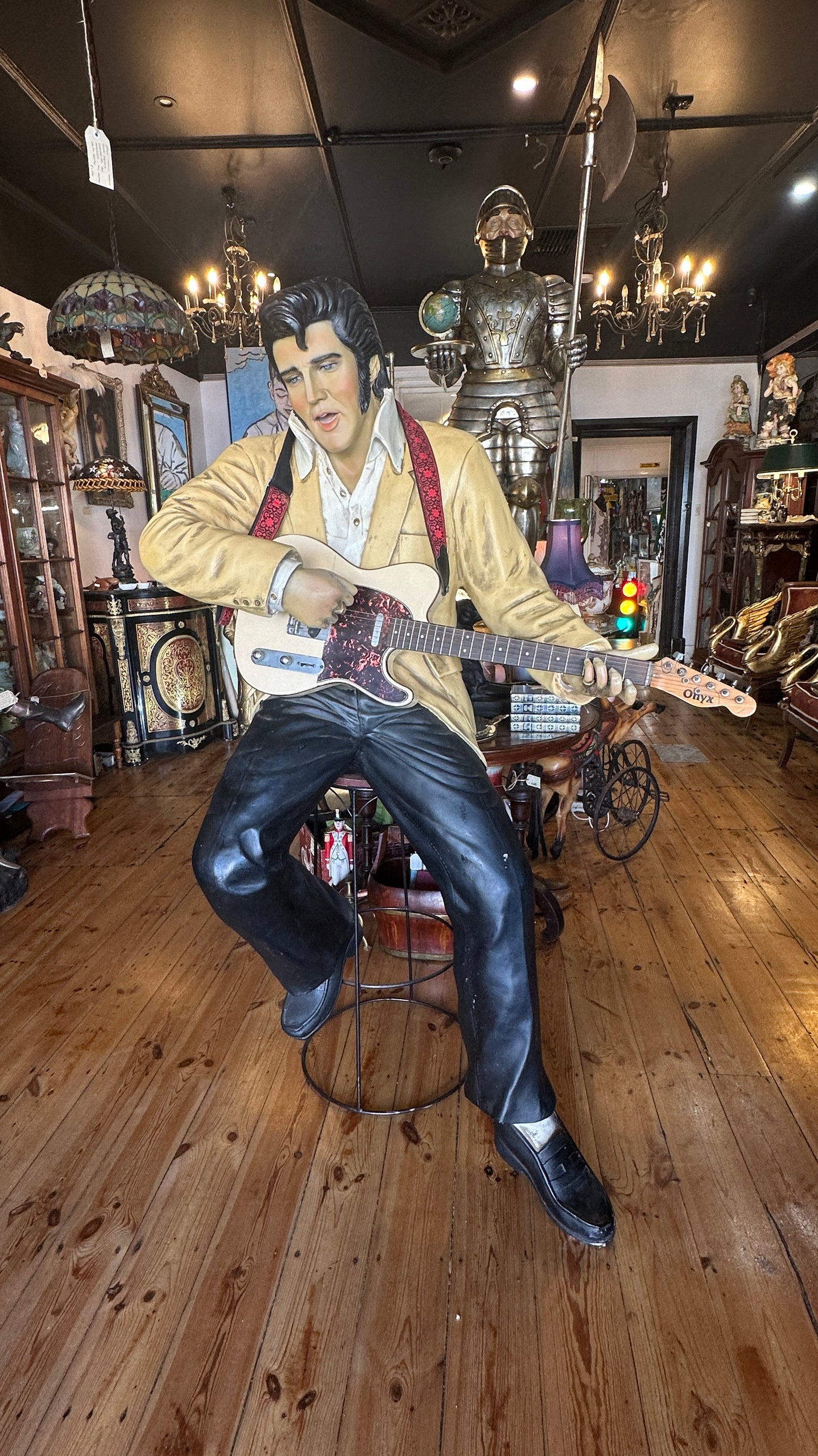 Life-Size Elvis Presley Fibreglass Statue – Seated with Guitar