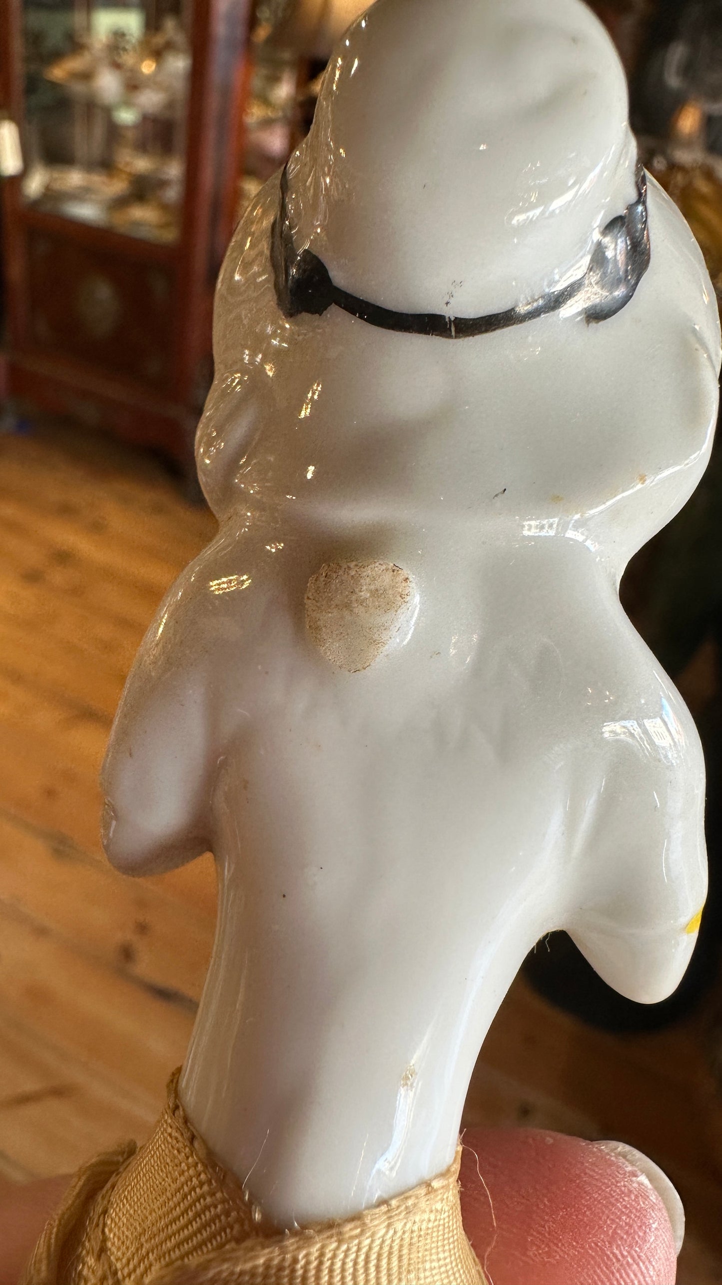 Vintage Japanese porcelain half-doll vanity or clothes brush, 1920-30s