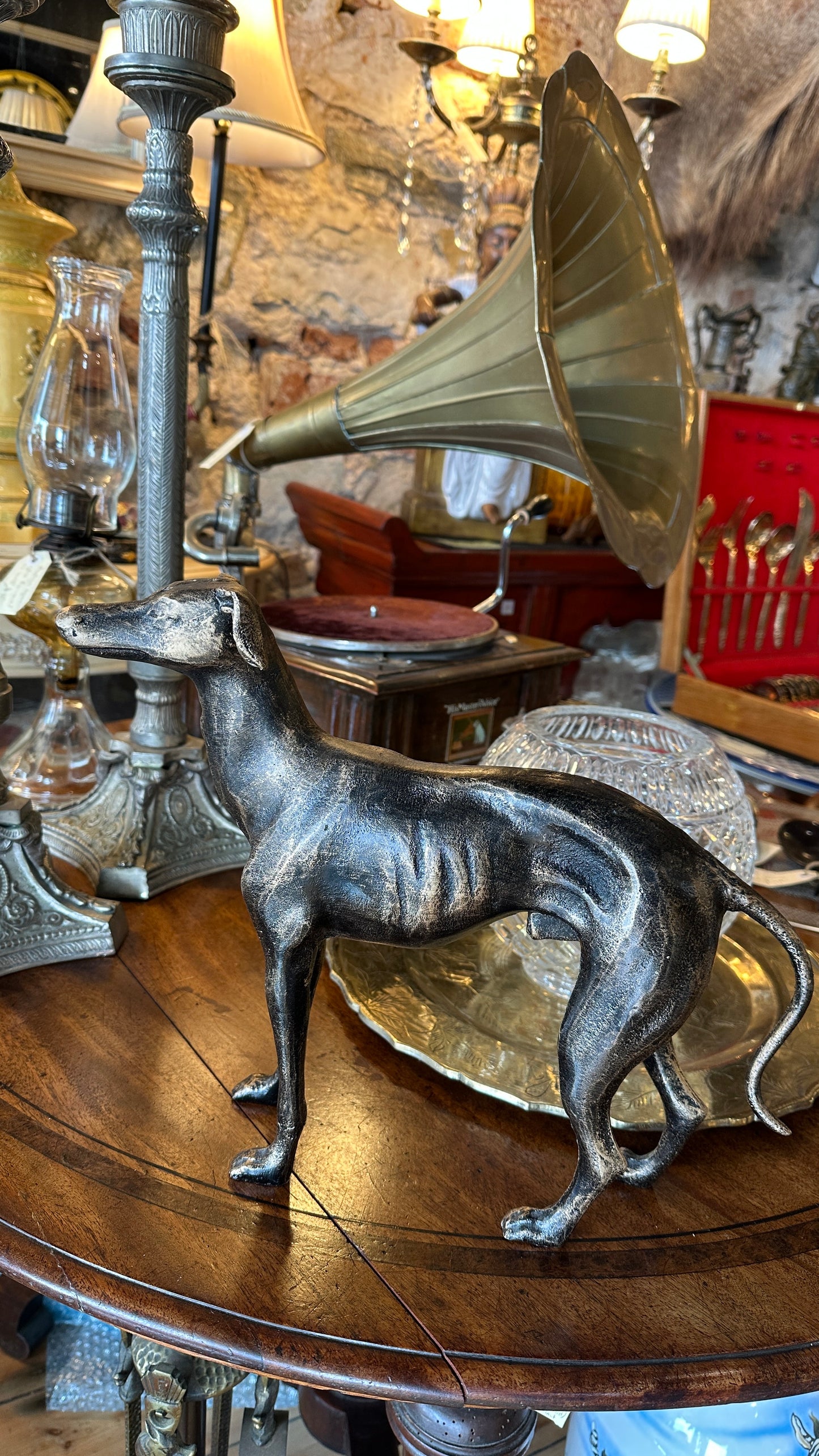 Cast iron Greyhound or Whippet Dog Statues with Bronze finish, Sold Separately