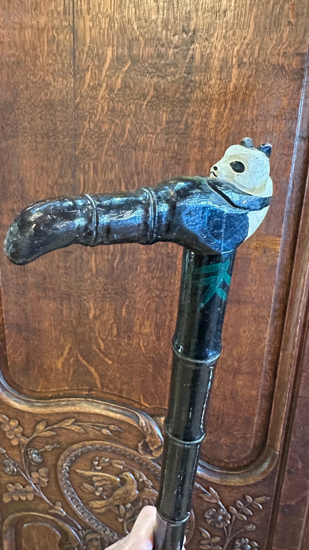 Walking cane with Panda handle and bamboo shaft