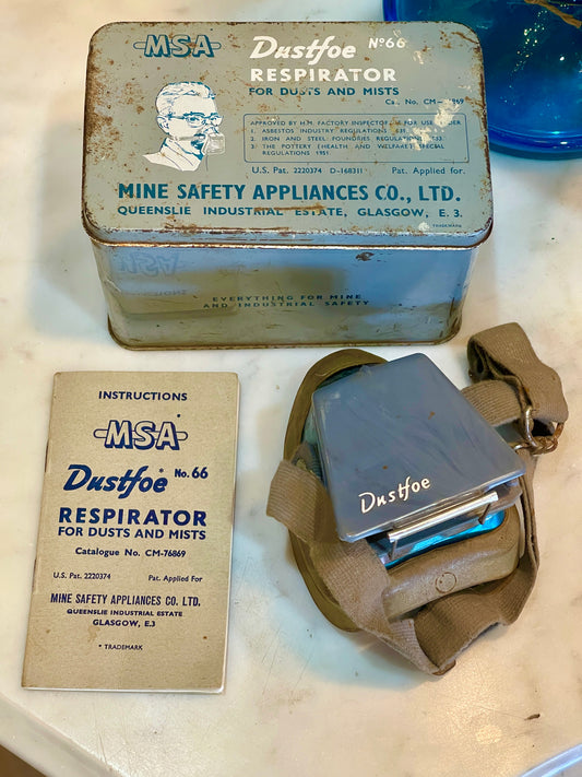 c.1950s MSA Dustfoe No. 66 Respirator - Complete with Tin and Instructions