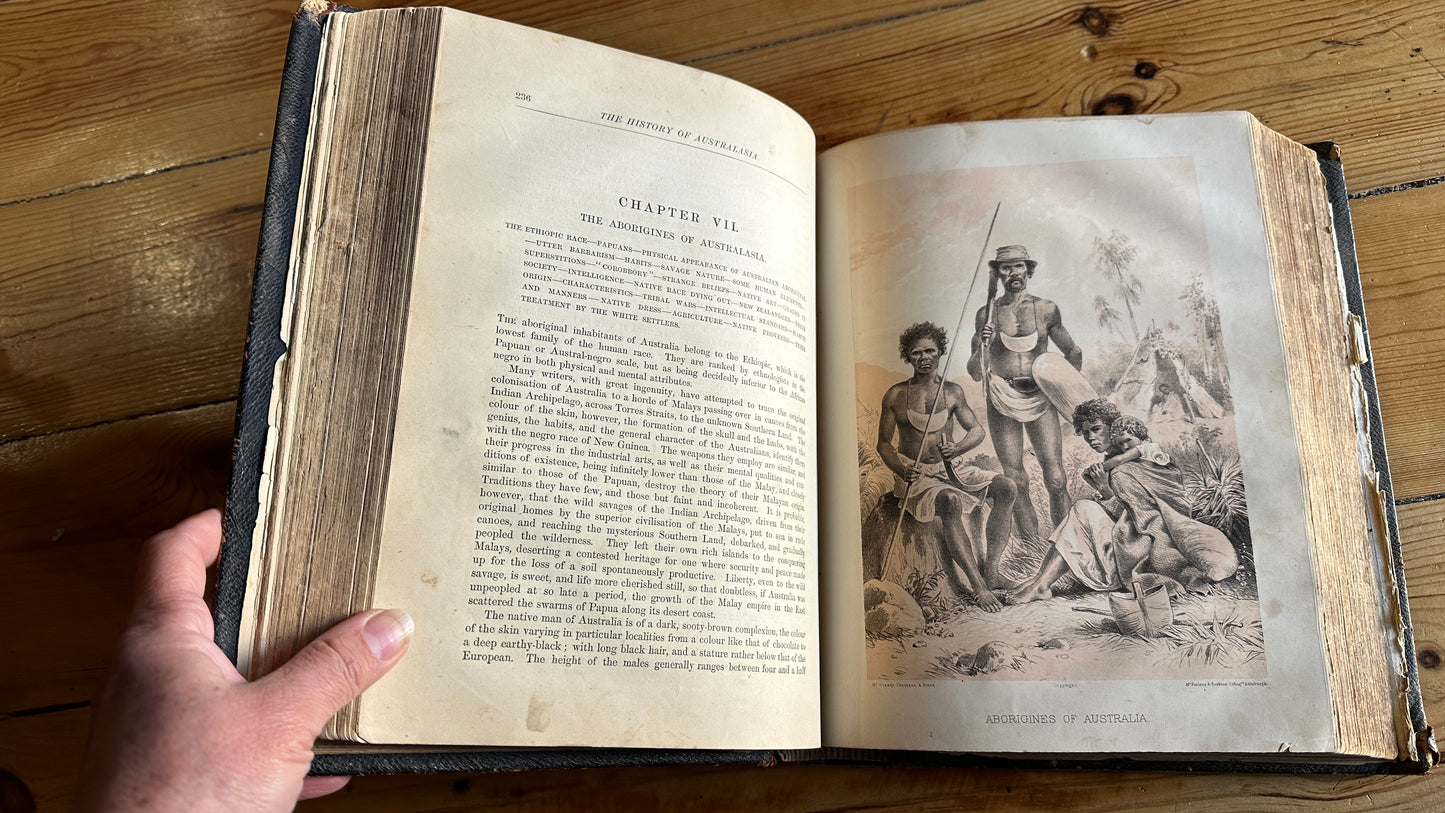 Antique leather-bound 1878 edition of The History of Australasia by David Blair, published by McGready, Thomson & Niven