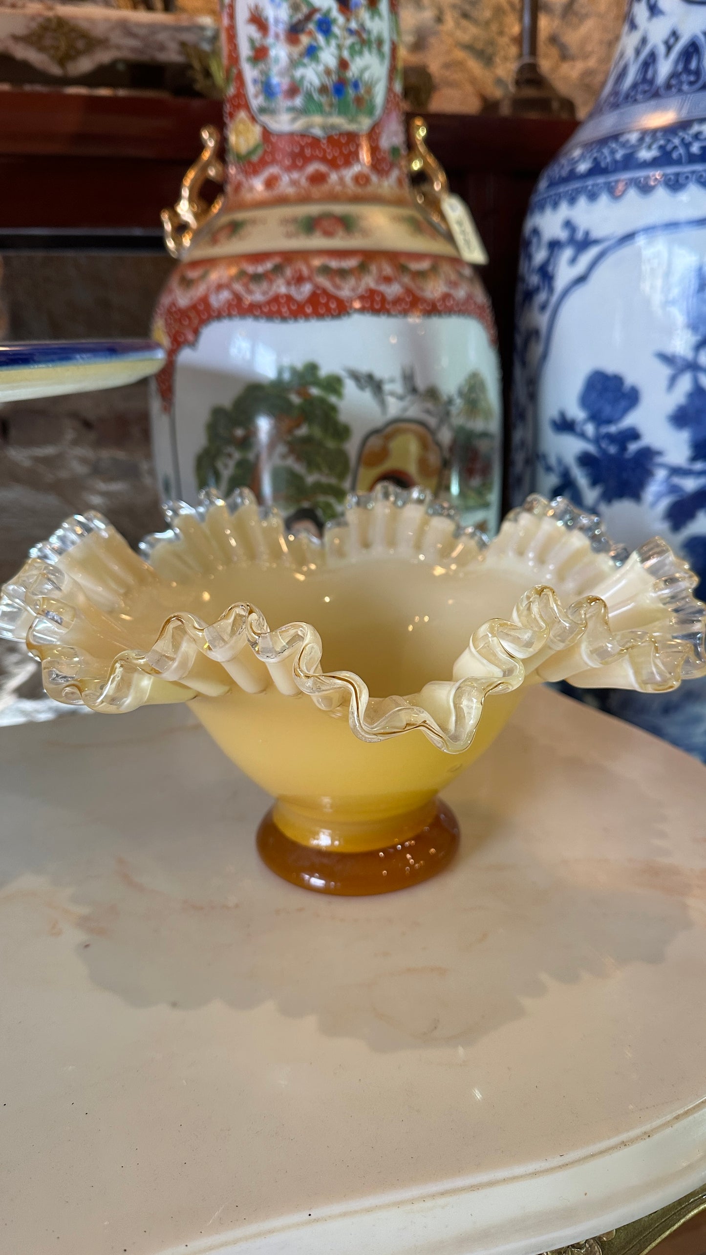 Vintage Fenton Art Glass Bowl, Mid Century