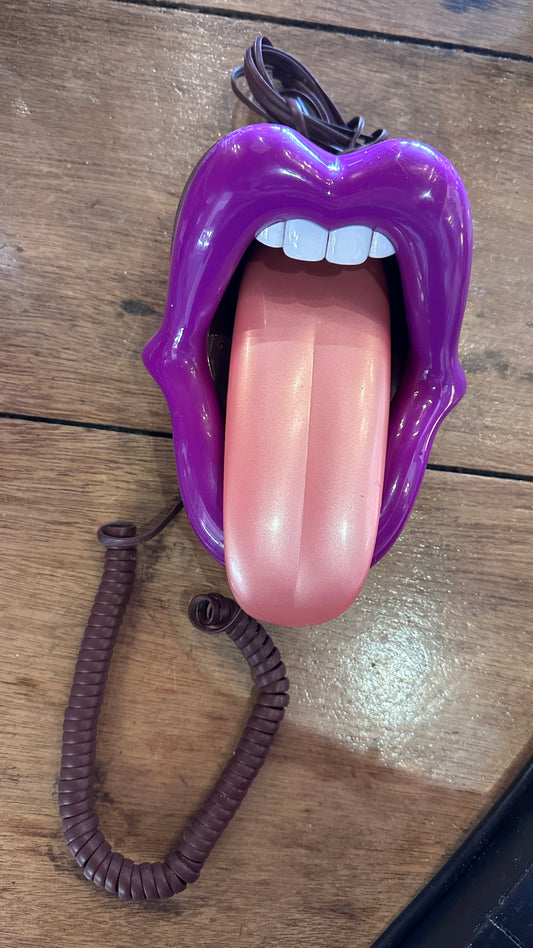 Vintage 90s Pop Art Purple Lip & Tongue Novelty Telephone - Retro Landline