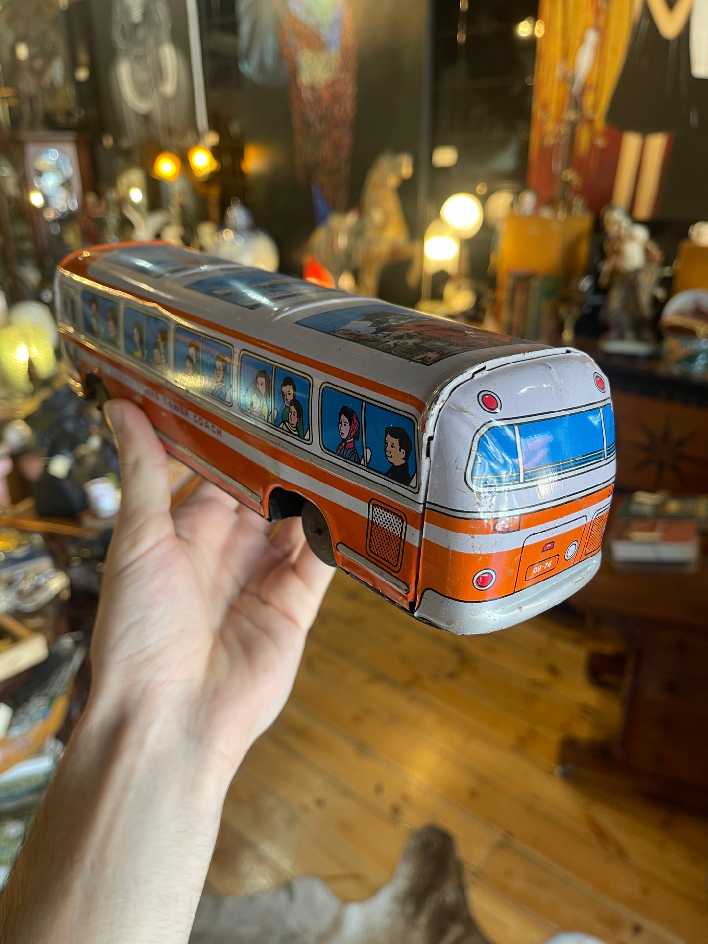 Vintage 1950s Tin Toy Litho Tokyo Tower Coach Friction Bus – Made in Japan