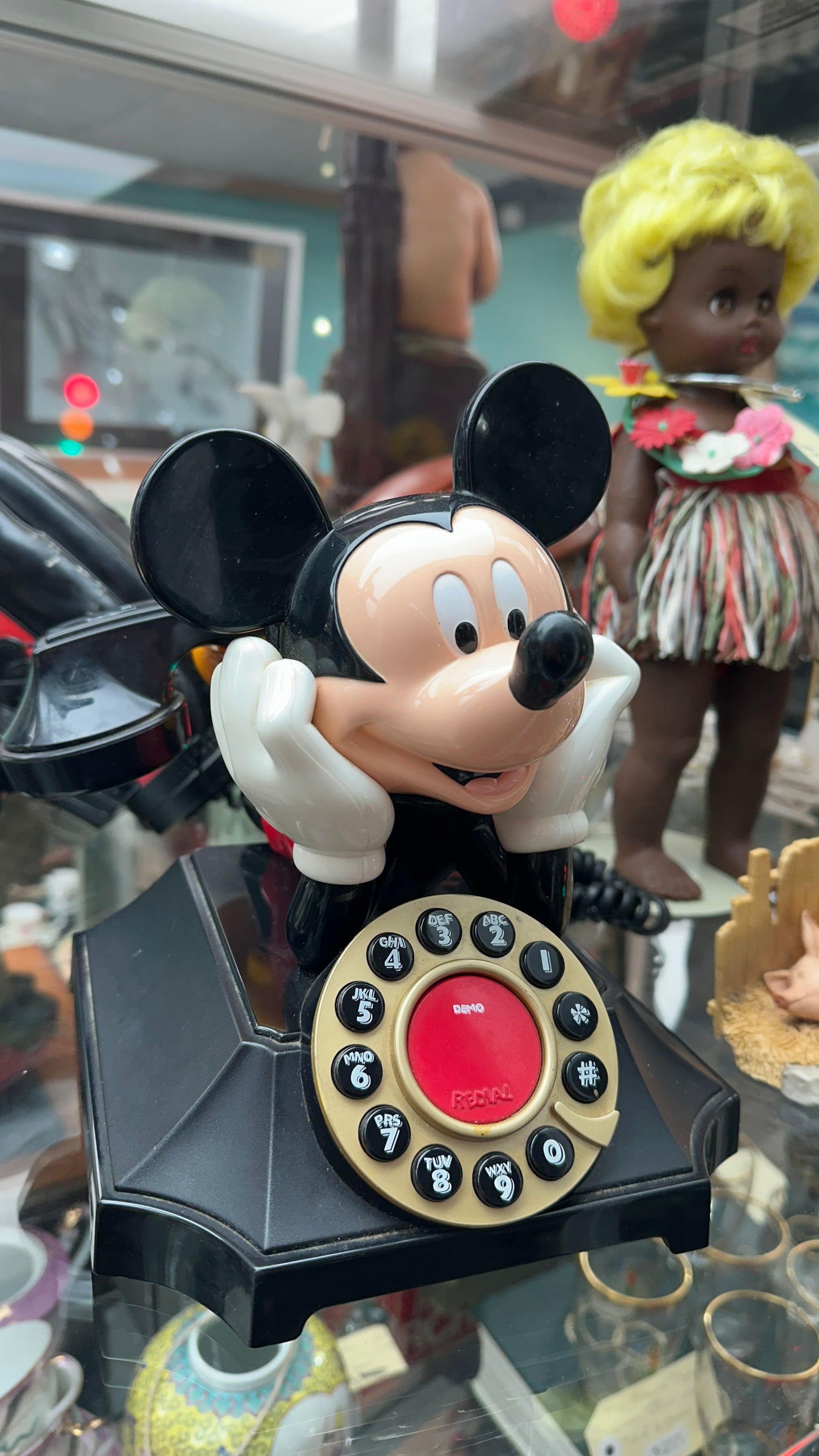 Vintage Mickey Mouse Telephone – Disney Novelty Landline Phone with Redial – 1980s Character Phone