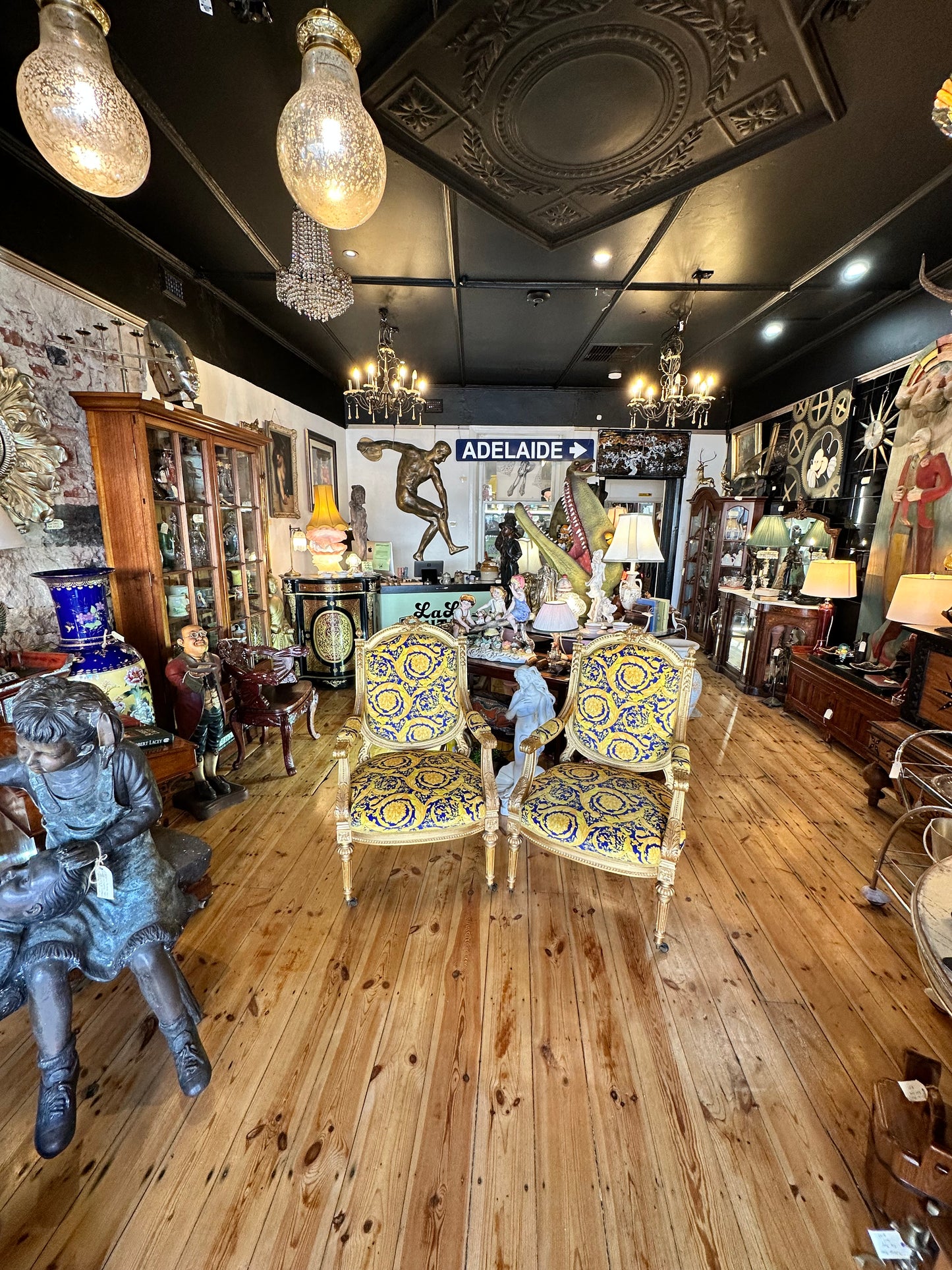 Louis XVI Carved Gilt Framed Armchairs Upholstered with Versace Fabric - Sold Separately